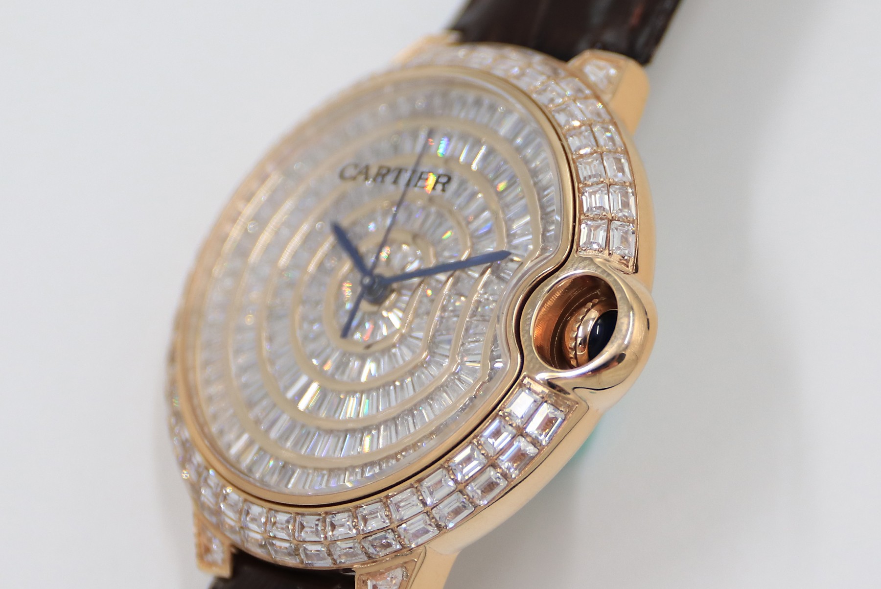 Cartier Blue Balloon Square Diamonds Full Sky Watch-Rose Gold-Leather-42mm(1:1 replica) - Elite Watch Atelier