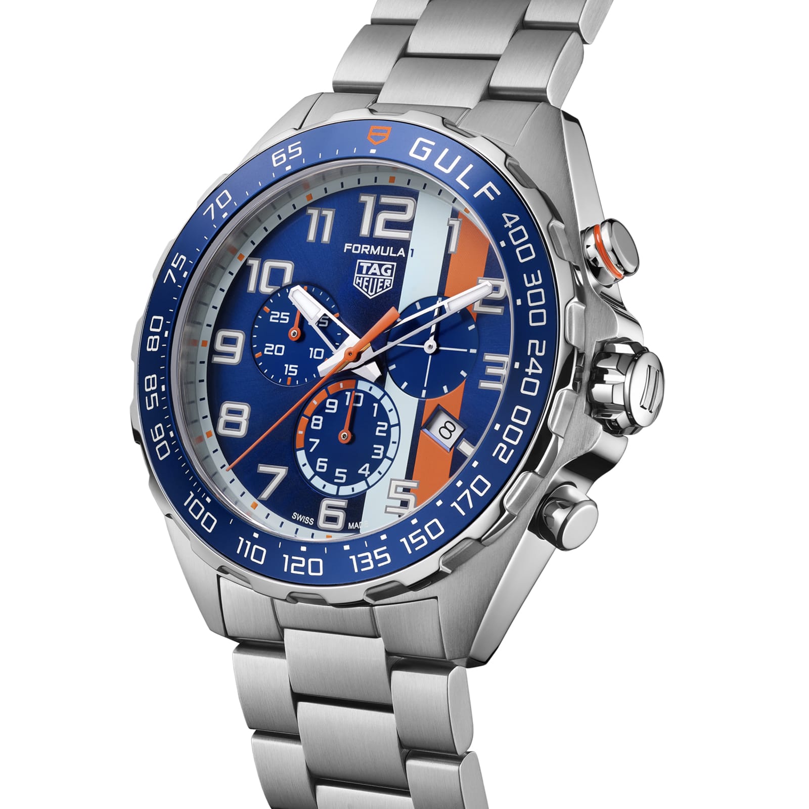 TAG Heuer Replica Watch Formula 1 Chronograph X Gulf Quartz 43 mm Steel(1:1 replica) - Elite Watch Atelier