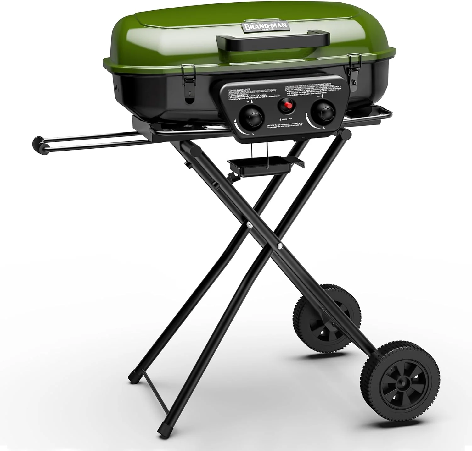 Brand-Man Portable Propane Gas Grill With Folding Cart And Push-Button Ignition Brand-Man Portable Propane Gas Grill With Folding Cart And Push-Button Ignition