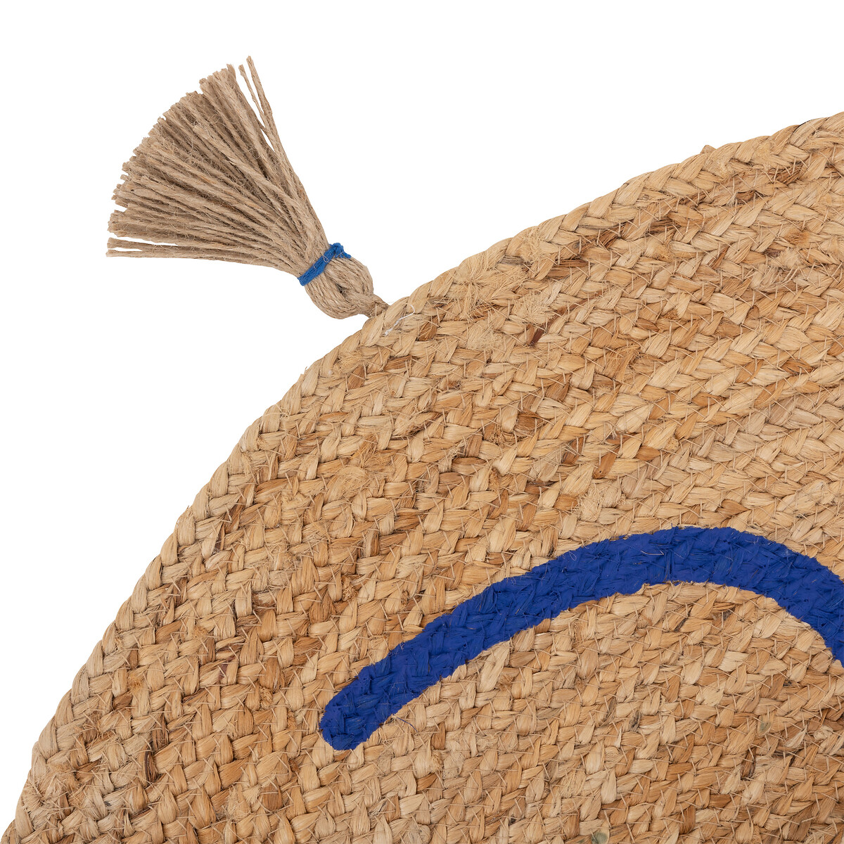 "Soleya" jute rug Blue drawing, D.80 cm