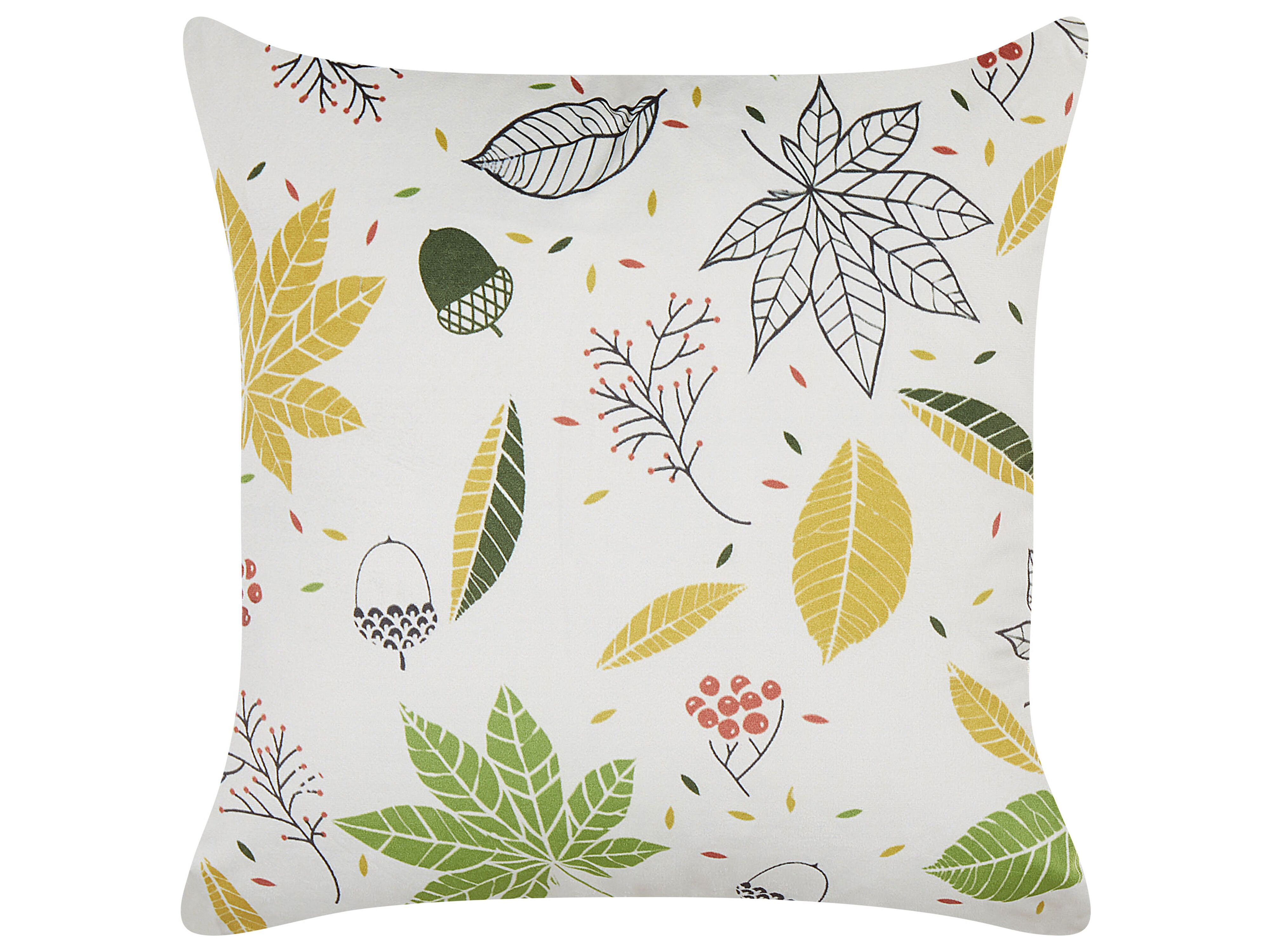 Throw Cushion MULLEIN Velvet 45 x 45 cm Multicolour Plant Pattern