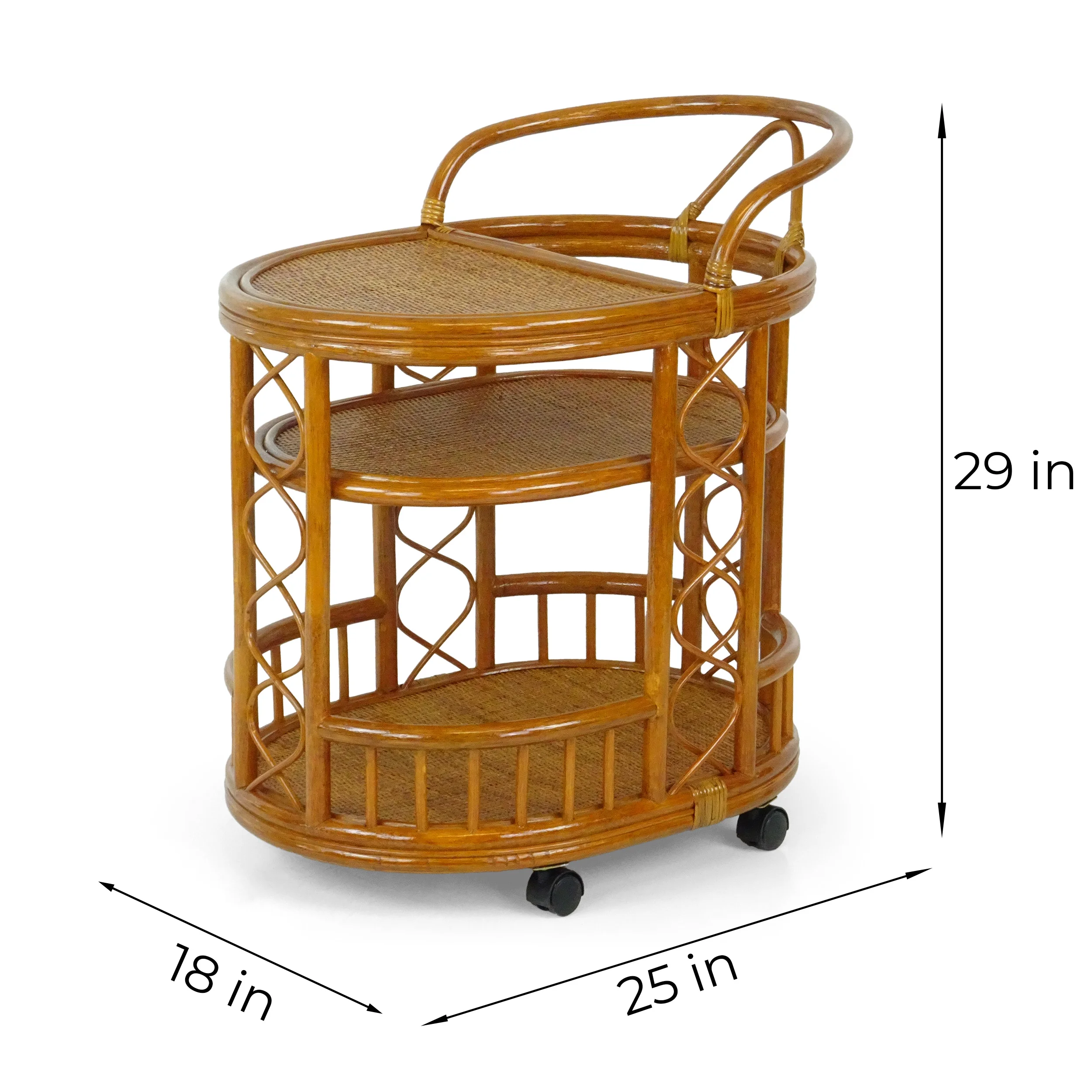 SK New Interiors Trolly Moving Serving Cart Bar Table ECO Natural Rattan Wicker Handmade, Colonial - Image 2