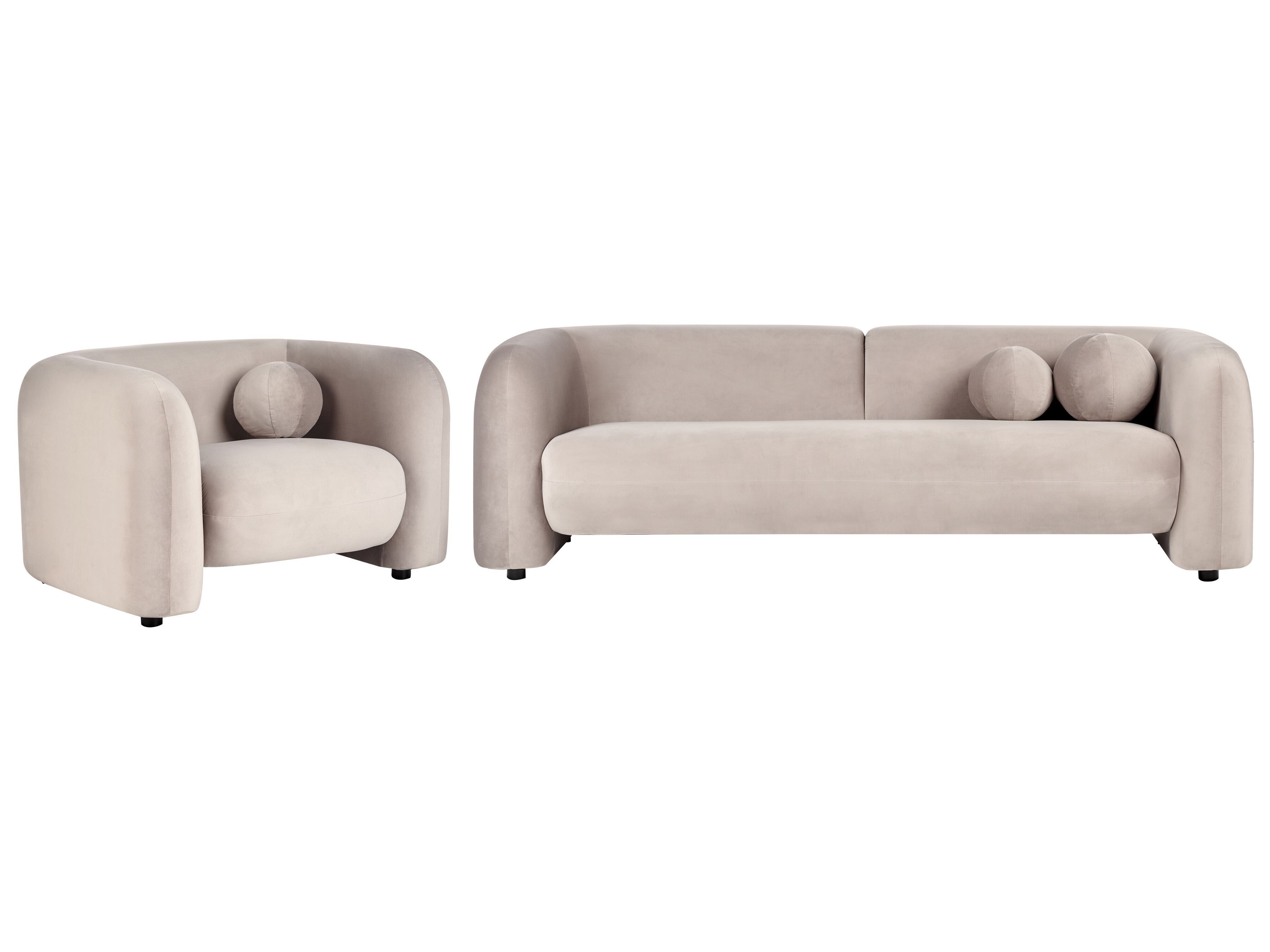 Living Room Set 4 Seater LEIREN Velvet Taupe