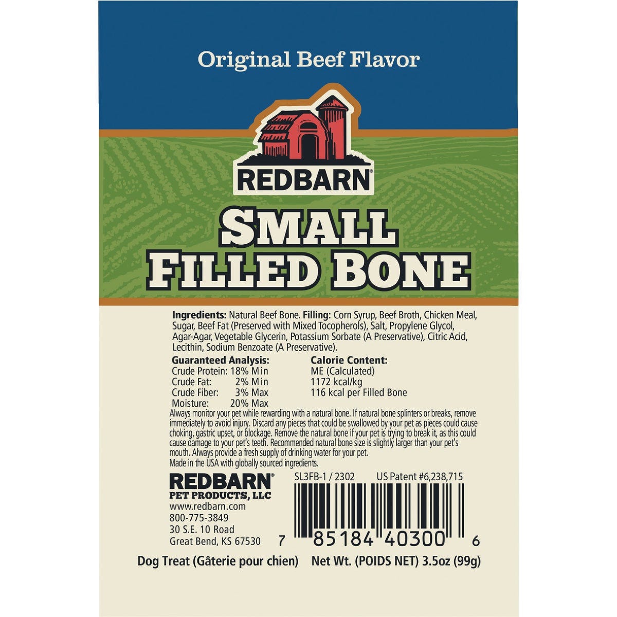 Redbarn Small Filled Beef Bone Dog Treat