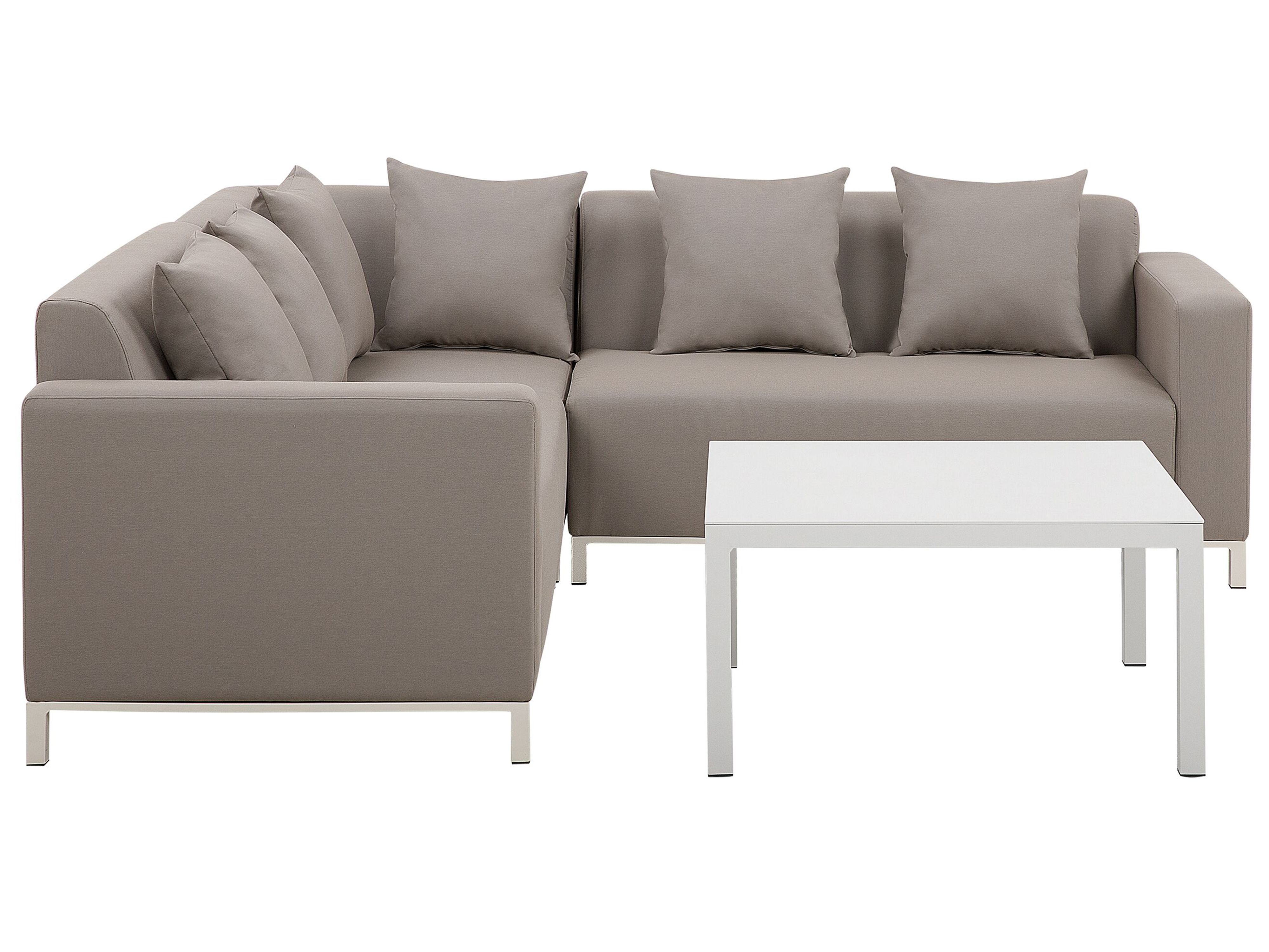 Garden Corner Sofa with Table 5 Seater BELIZE Right Hand Modular Beige
