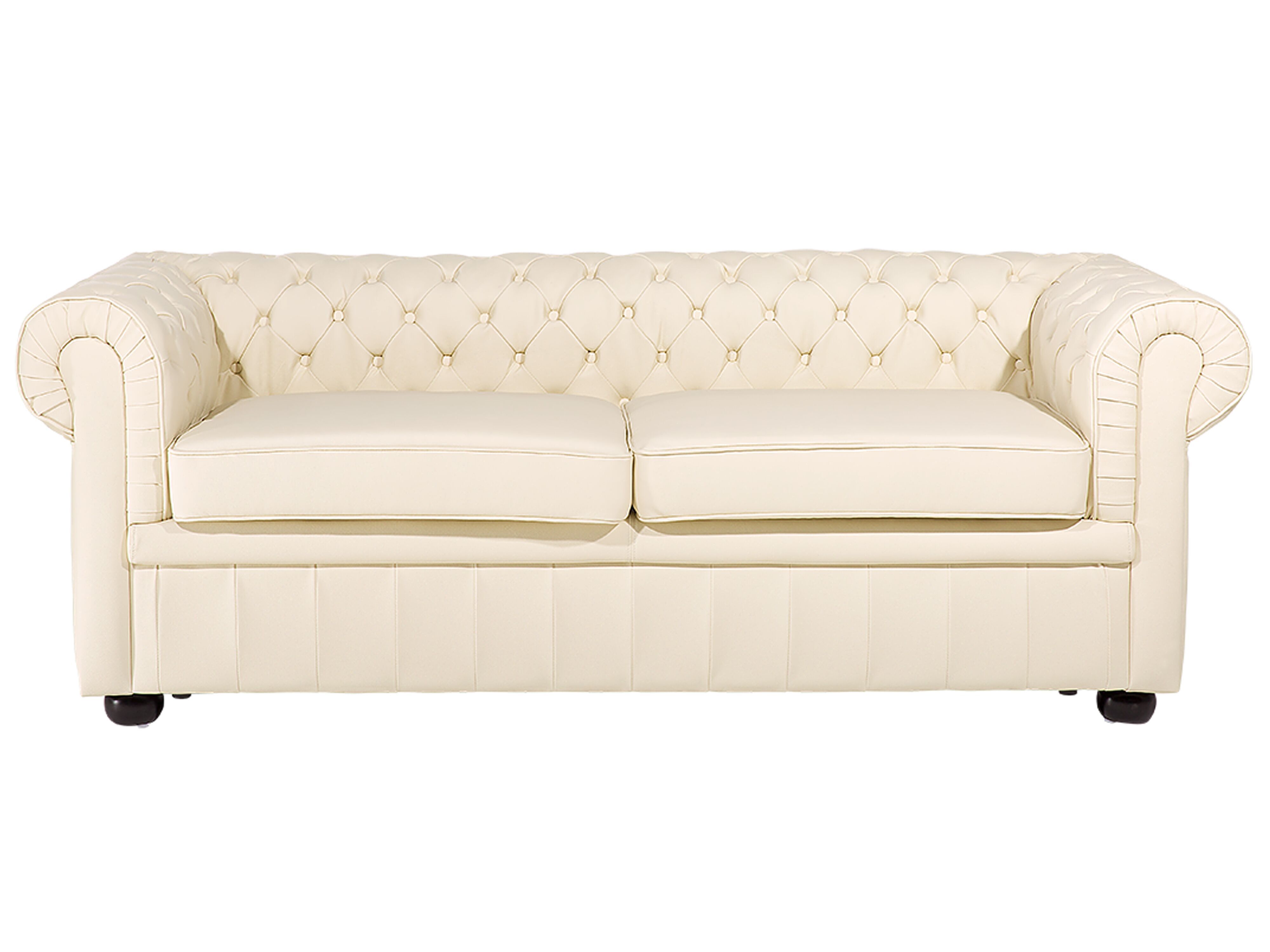 Sofa 3 Seater CHESTERFIELD Leather Light Beige