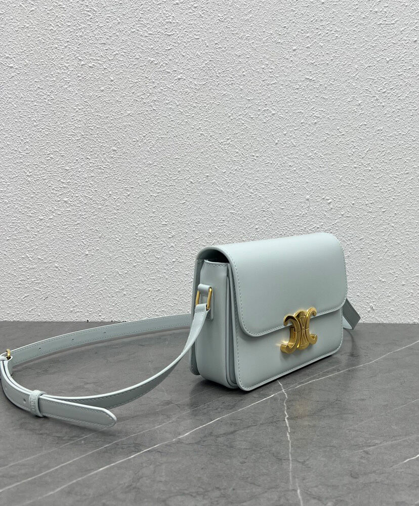 Celine Teen Triomphe Bag In Shiny Calfskin Blue1:1High-quality replica