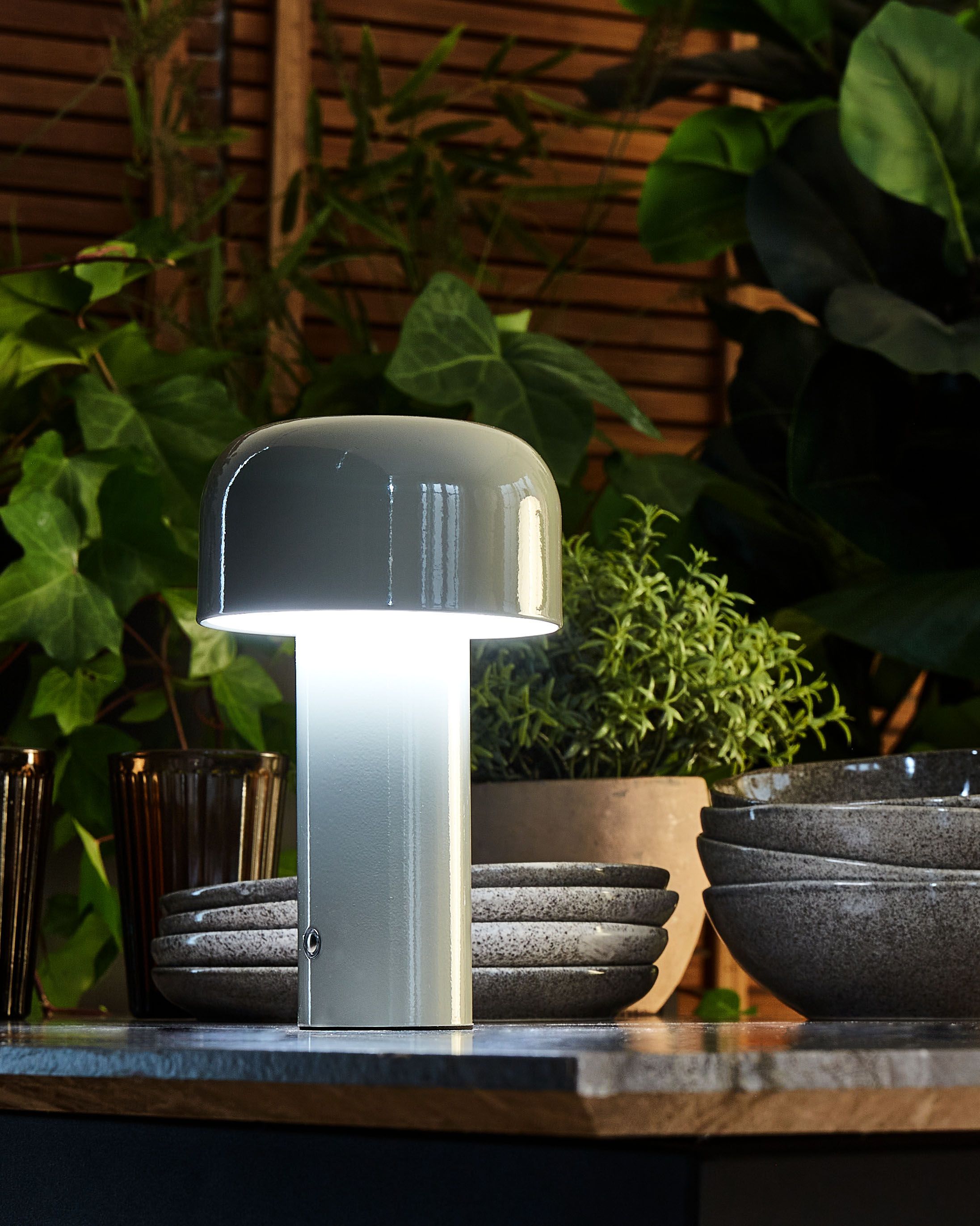 Wireless LED Table Lamp BESOS with Dimmer Metal Grey