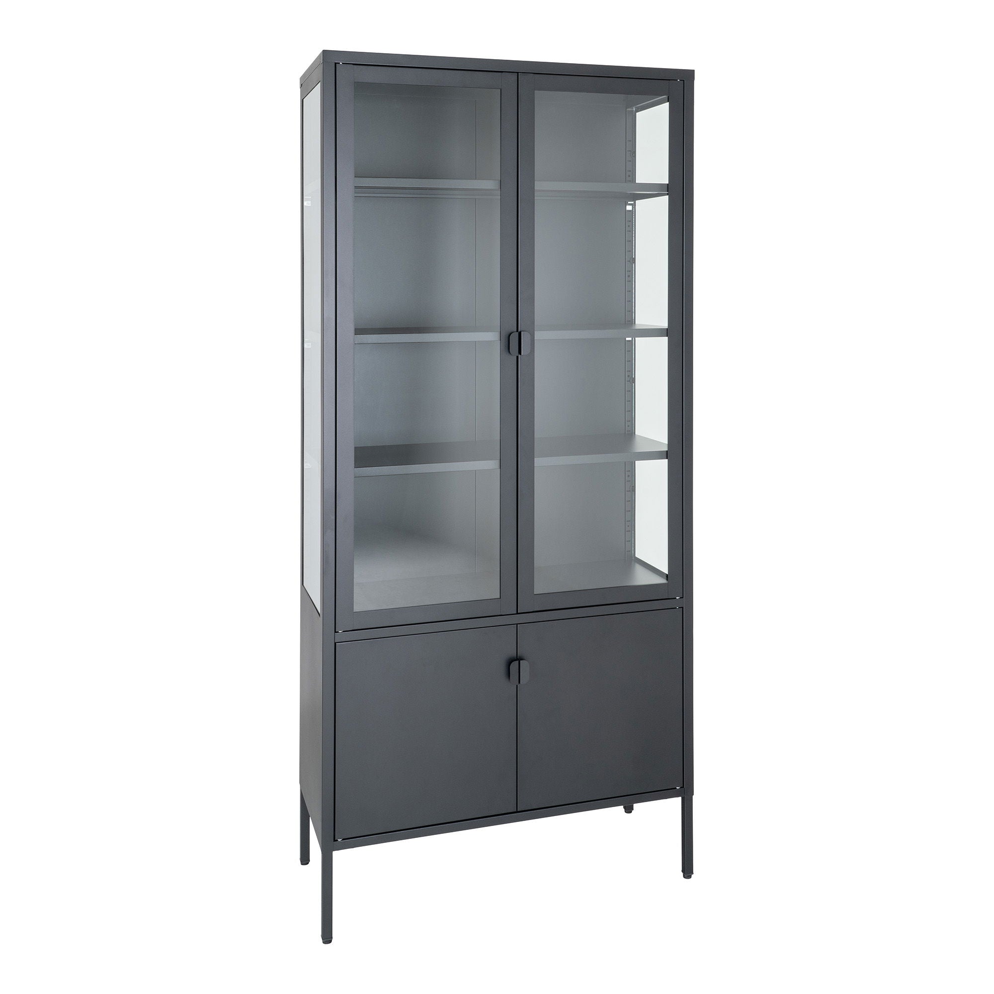 House Nordic Brisbane Zwart   Glas Vitrinekast 4-Deuren