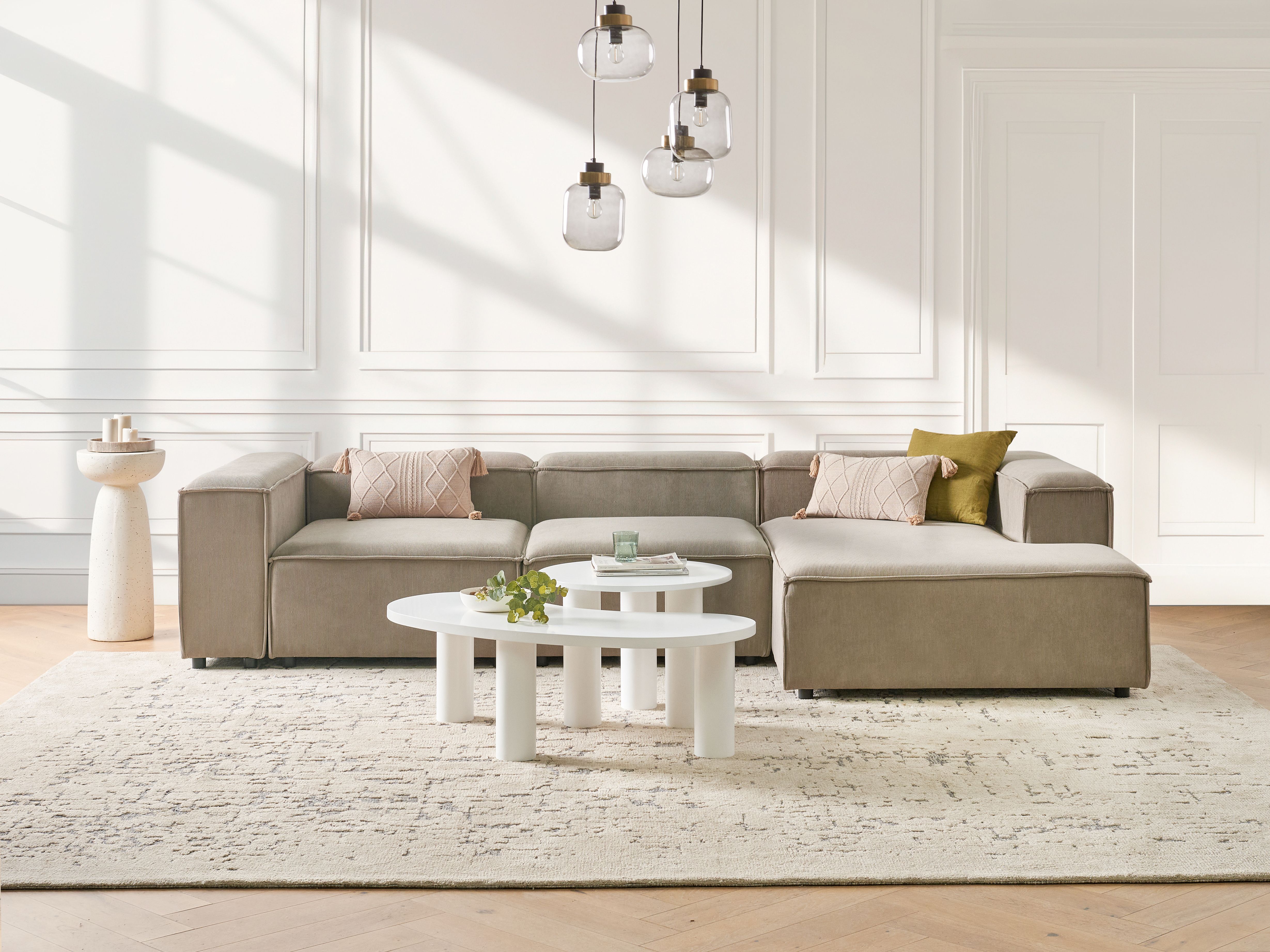 Modular Corner Sofa 4 Seater ARDAL Corduroy Light Brown Left Hand