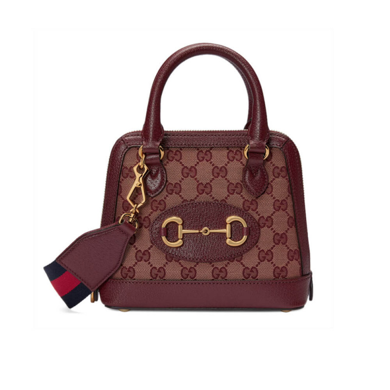 Replica Gucci Horsebit 1955 Gg Mini Bag 677212 In Burgundy Gg Canvas1:1High-quality replica