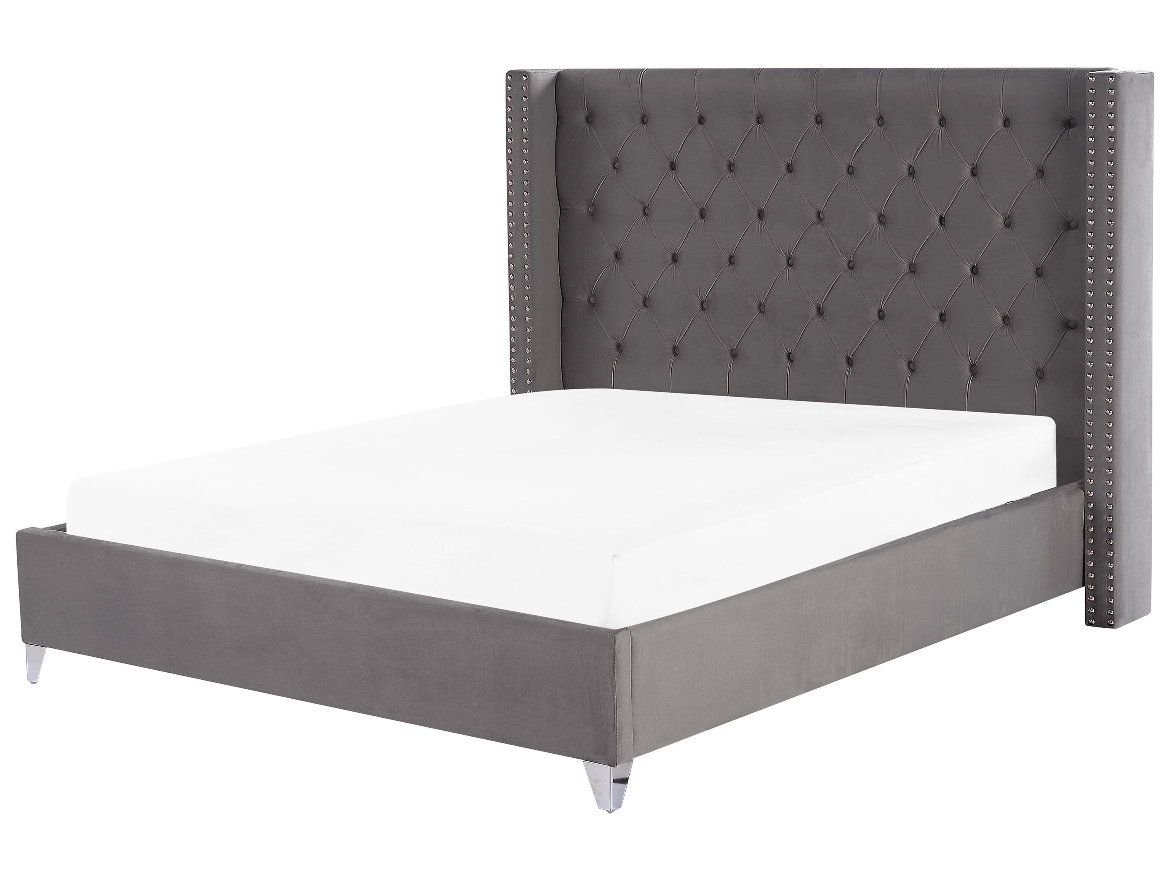 Bed Velvet LUBBON 180 x 200 cm (EU Super King) Grey