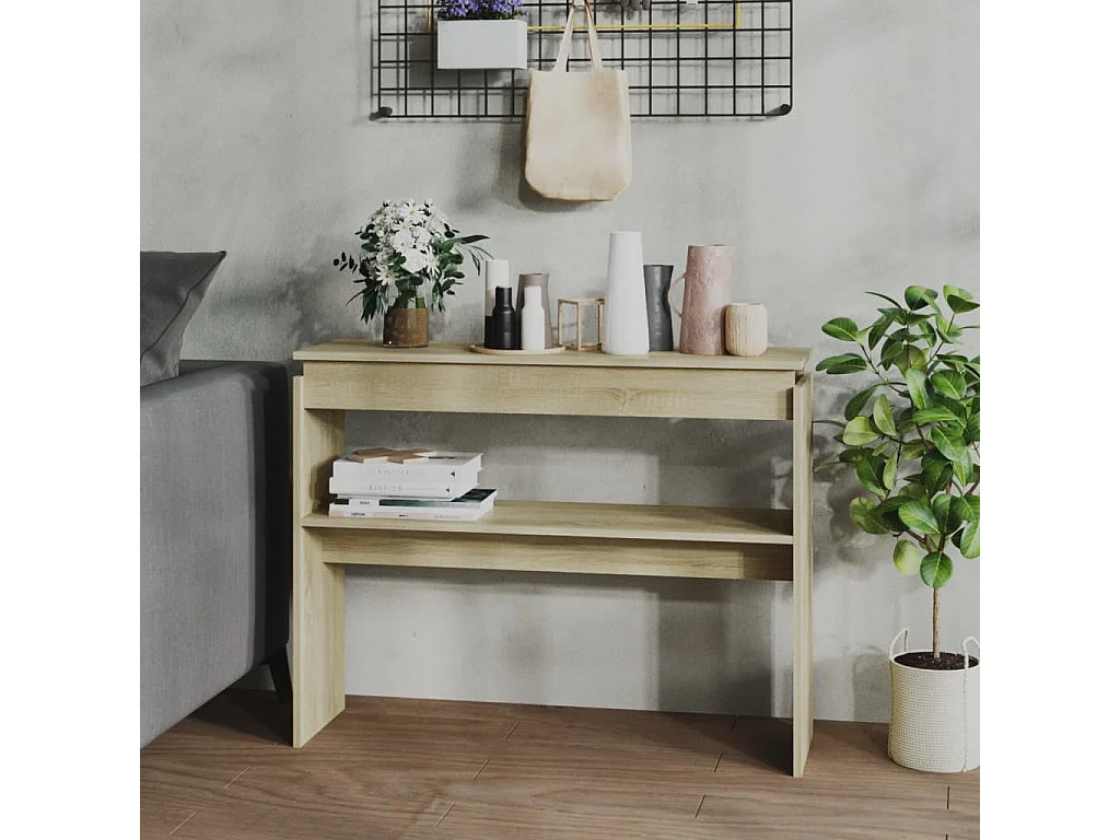 Table console Chêne sonoma 102x30x80 cm Aggloméré