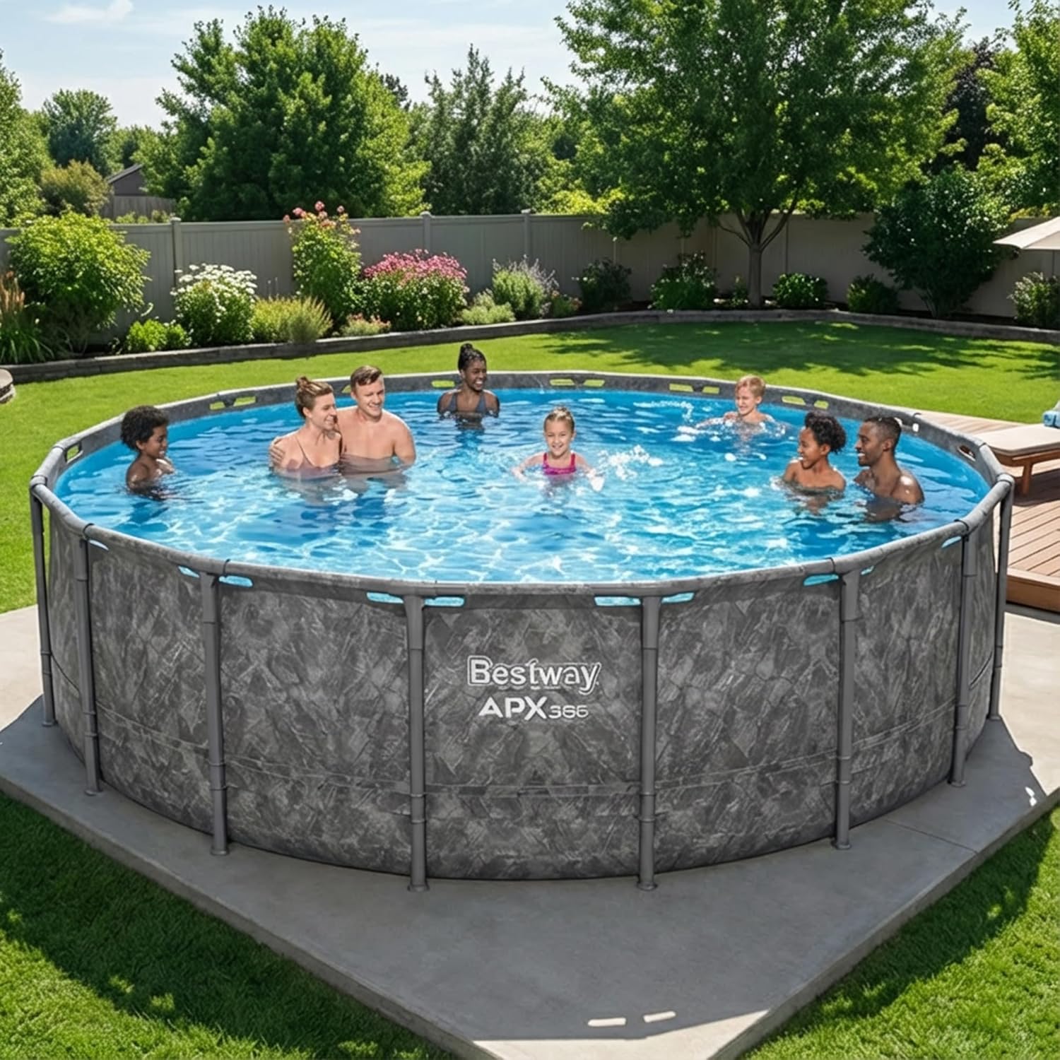 Bestway Above Ground Pool Set, 18 ft x 52 in, Dark Marble - APX 365 - Image 2 Bestway Above Ground Pool Set, 18 ft x 52 in, Dark Marble - APX 365 - Image 2