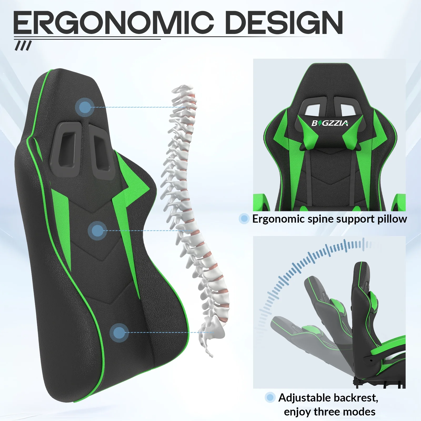 Bigzzia Gaming Chair with Footrest, Gaming Chair for Adult with Headrest and Lumbar Support,Red - Image 70