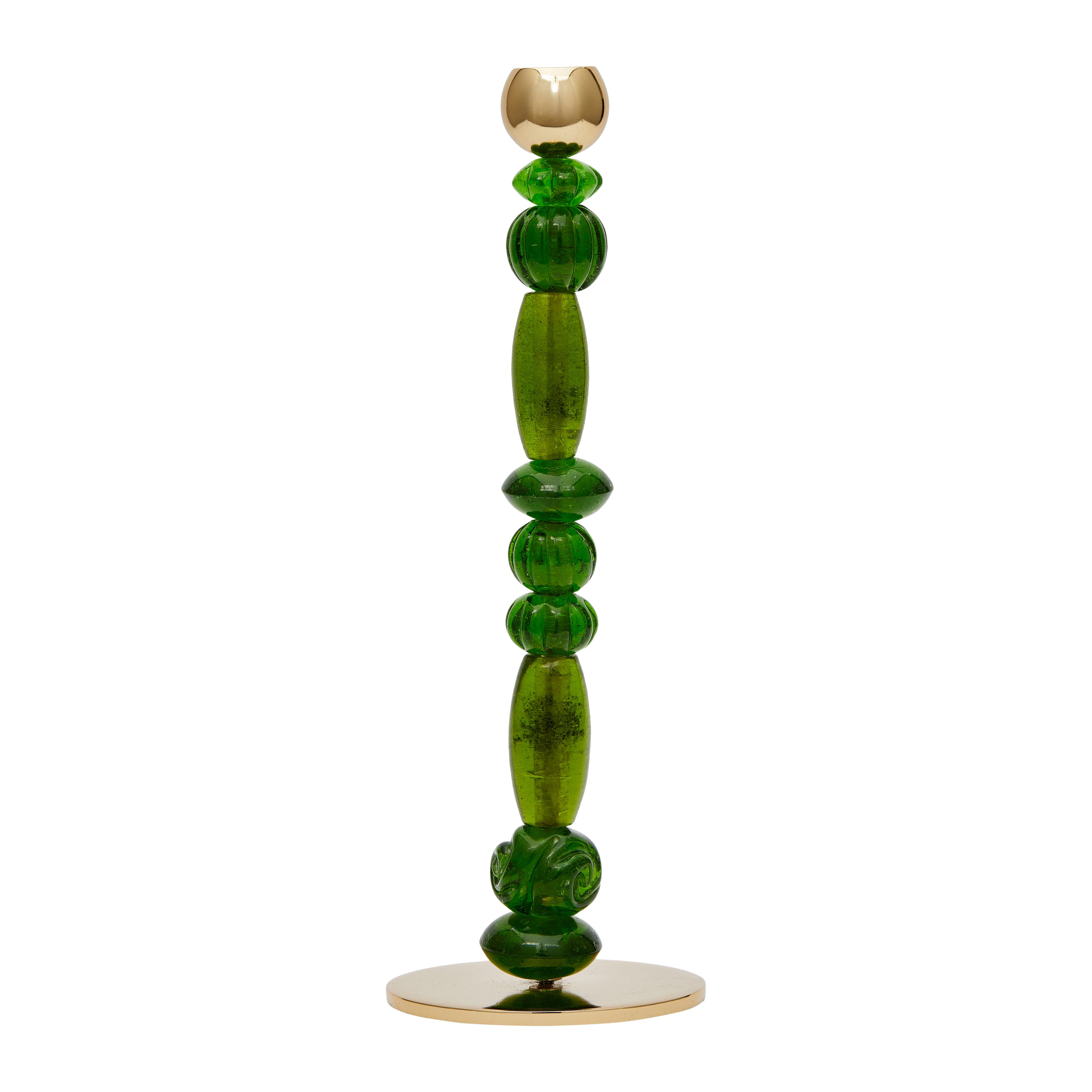 POLSPOTTEN Beads Kandelaar H 34 cm - Donkergroen