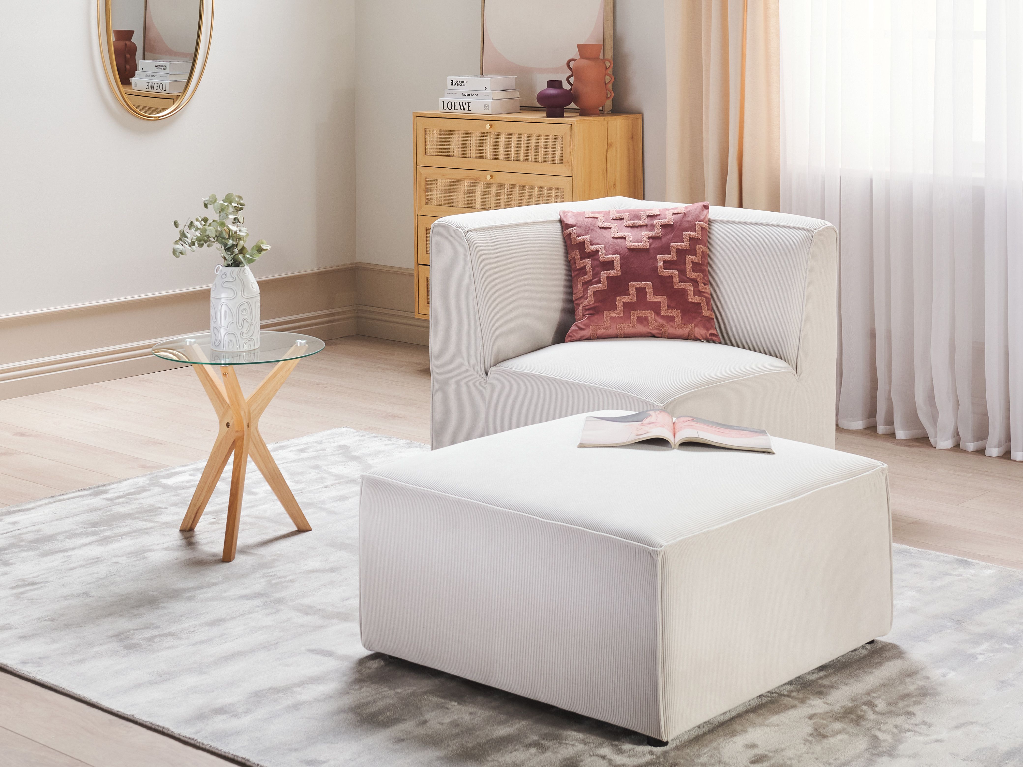 Ottoman LEMVIG Corduroy Off-White