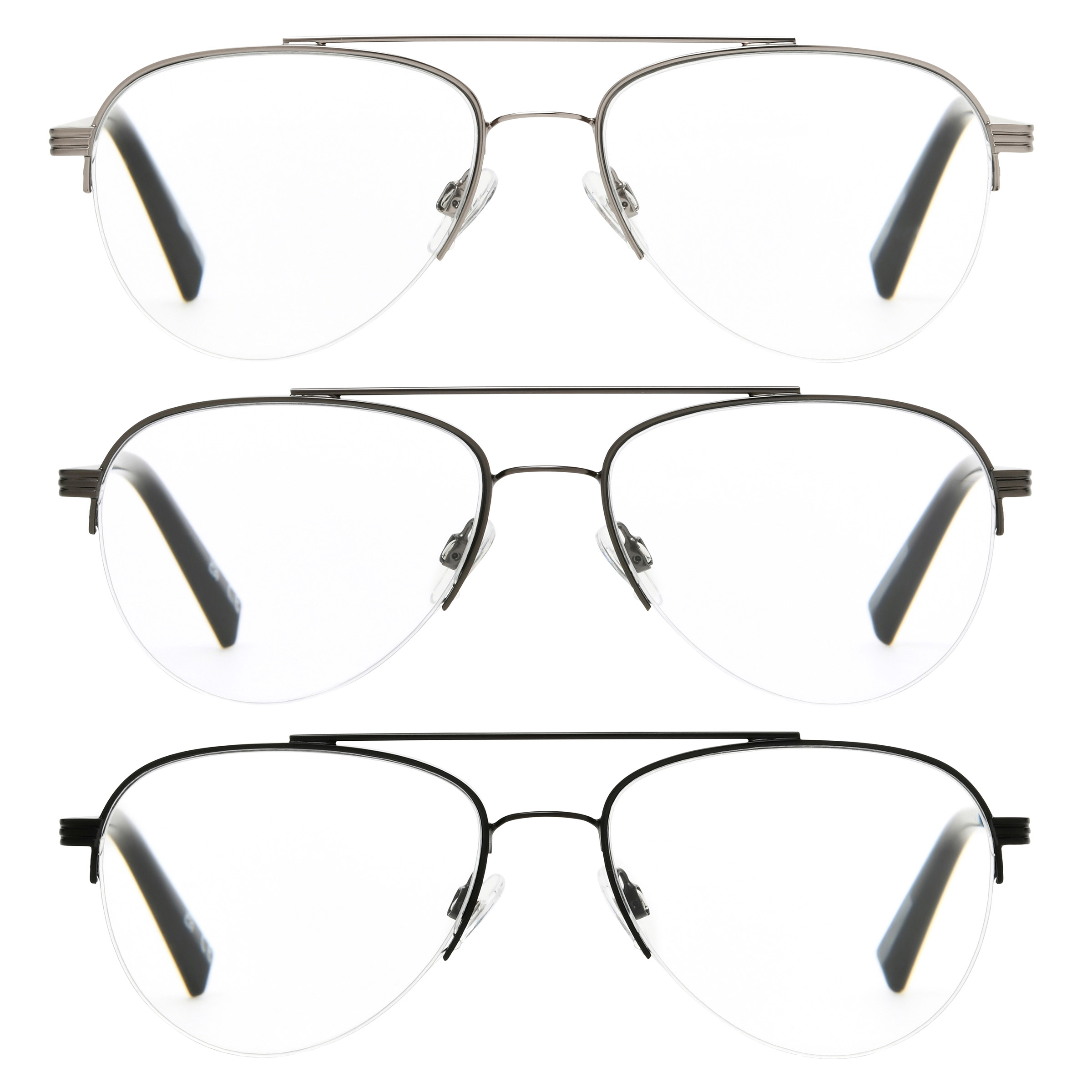 Design Optics by Foster Grant #760 Semi-Rim Aviator Reading Glasses, 3-pack