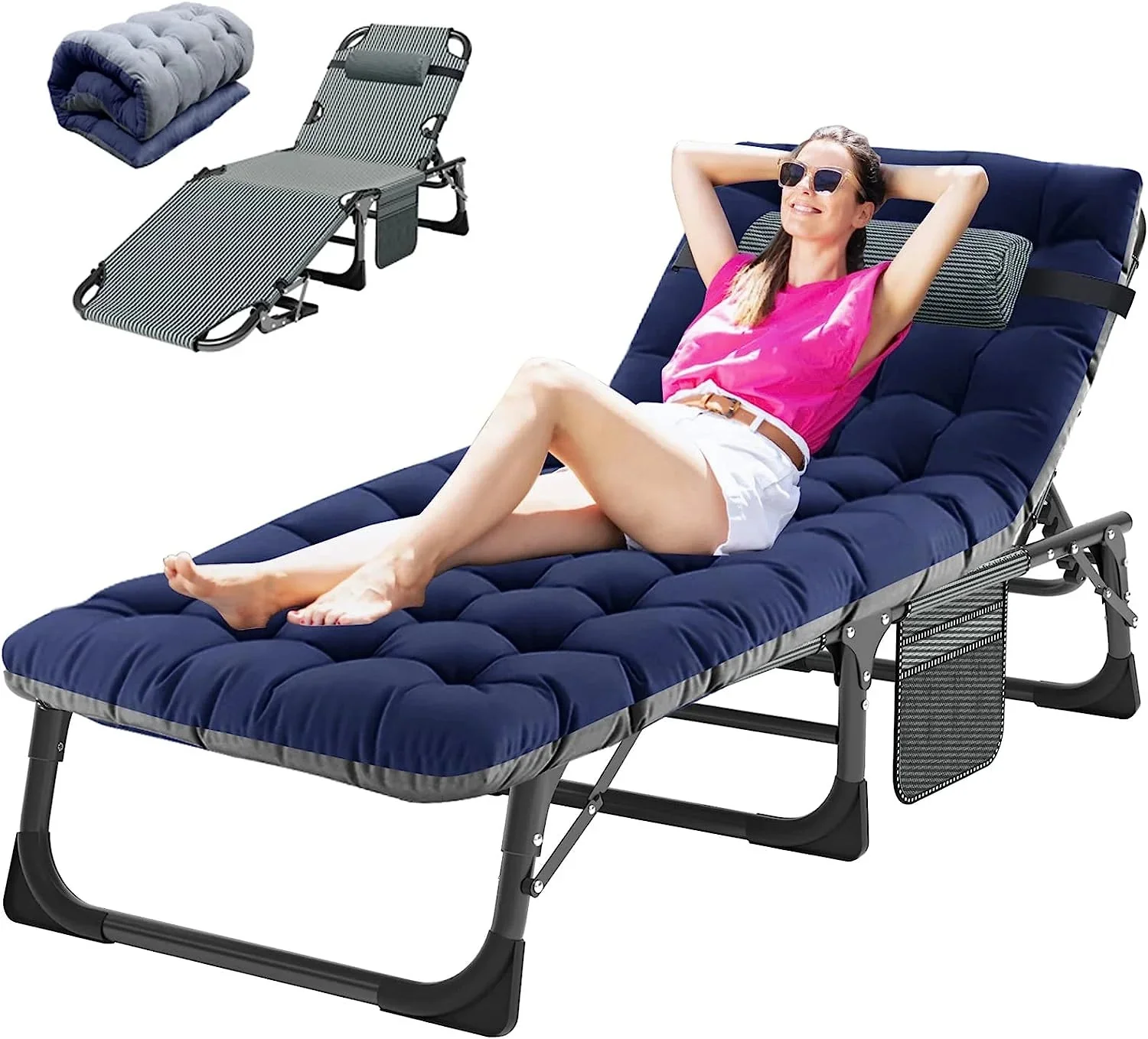 Slsy 5-Position Adjustable Folding Lounge Chair And Cot - 75.2" x 25.6" x 11.8" - Image 56 Slsy 5-Position Adjustable Folding Lounge Chair And Cot - 75.2" x 25.6" x 11.8" - Image 56