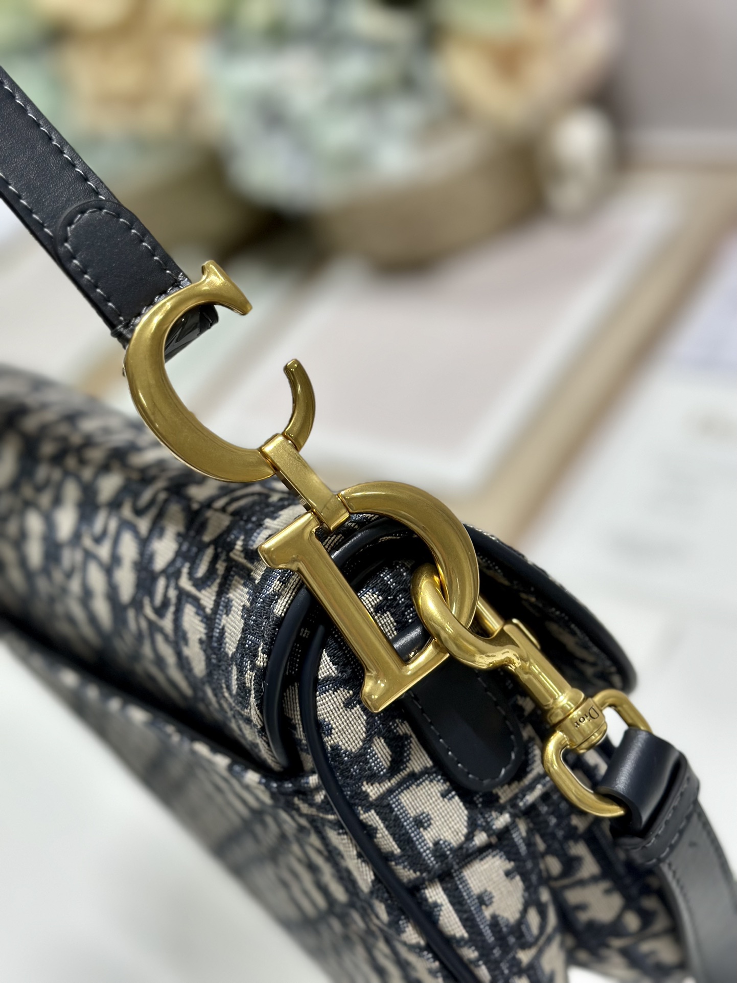 Saddle Bag With Strap Blue Oblique Jacquard For Women 10in/25.5cm M0455CTZQ_M9281:1High-quality replica