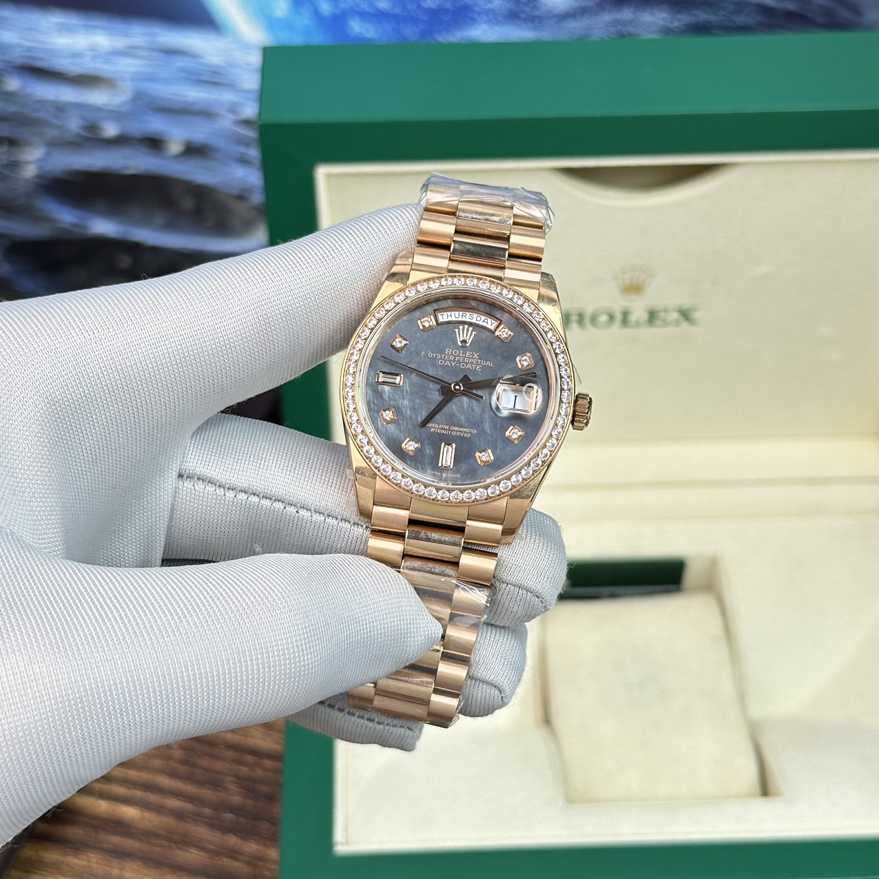 Rolex Day-Date Purple Mother of Pearl Dial Super Fake Watch BP Factory 40mm - Top club