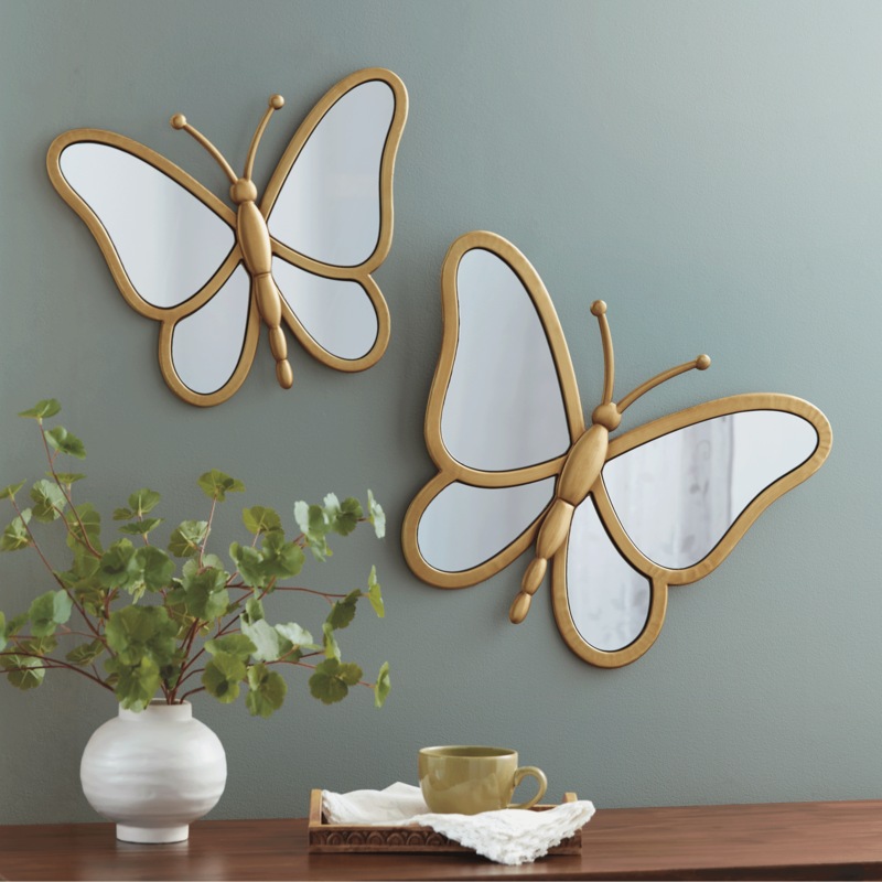 Set of 2 Golden-Framed Butterfly Mirrors - MIDNIGHT VELVET CATALOG