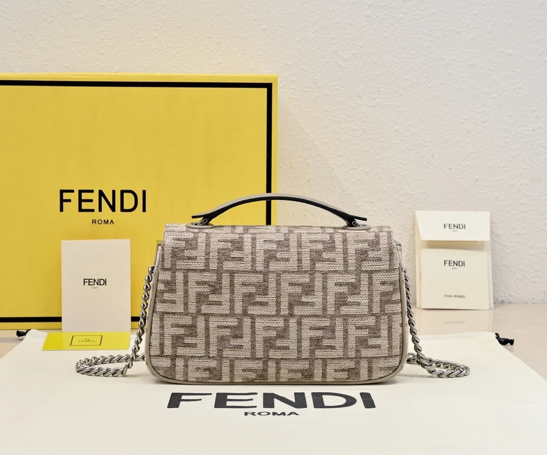Elegant Fendi Baguette Bag With Signature FF Pattern And Chain Strap 008 - Replicaclubs