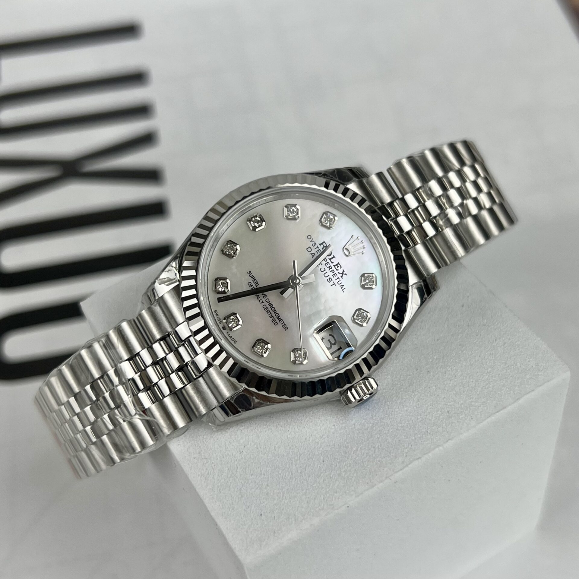 Rolex DateJust Replica Watch Mother of Pearl Dial Jubilee Strap 31mm - Elite Watch Atelier