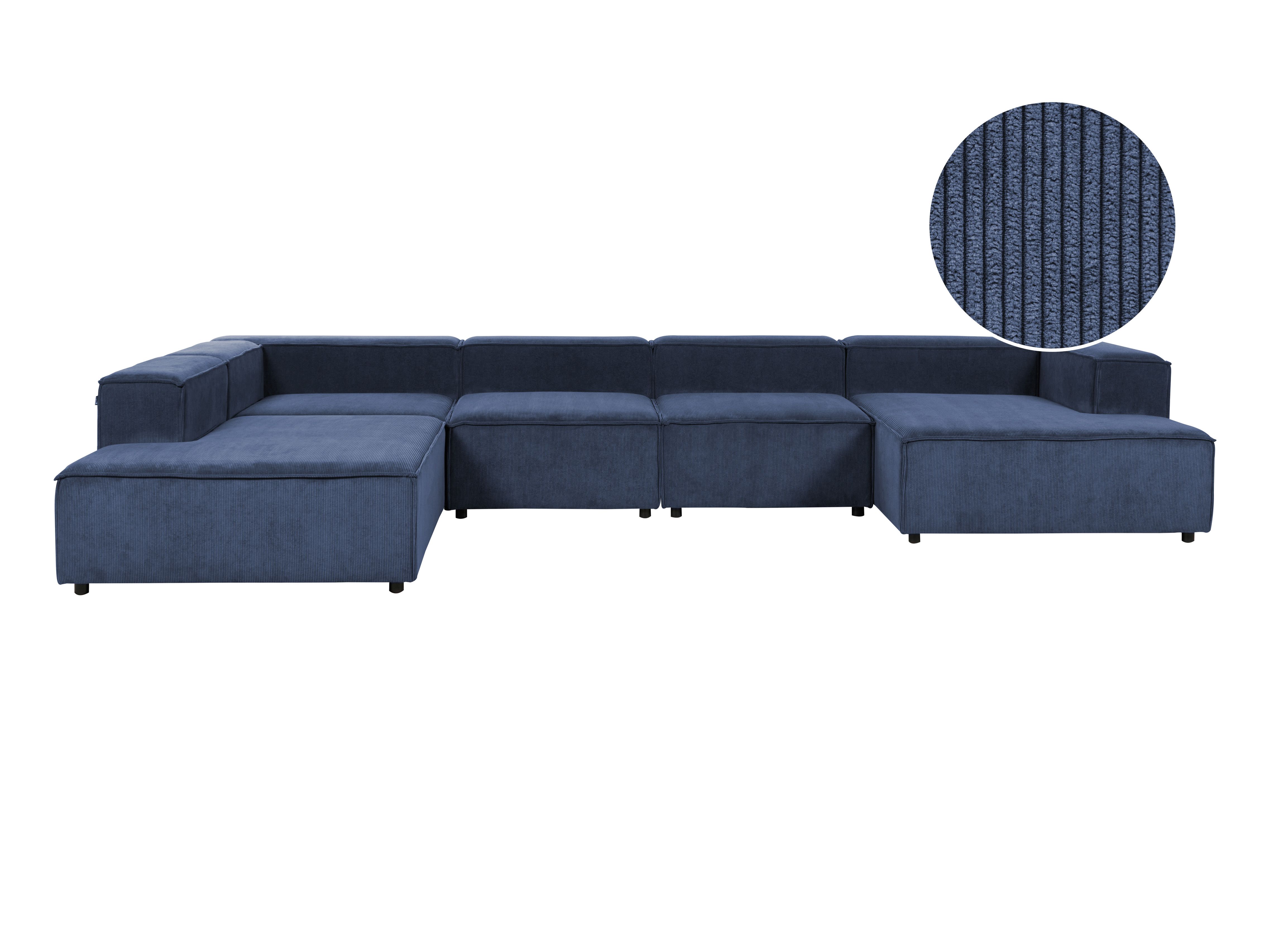 Modular Corner Sofa 5 Seater ARDAL Corduroy Dark Blue Right Hand