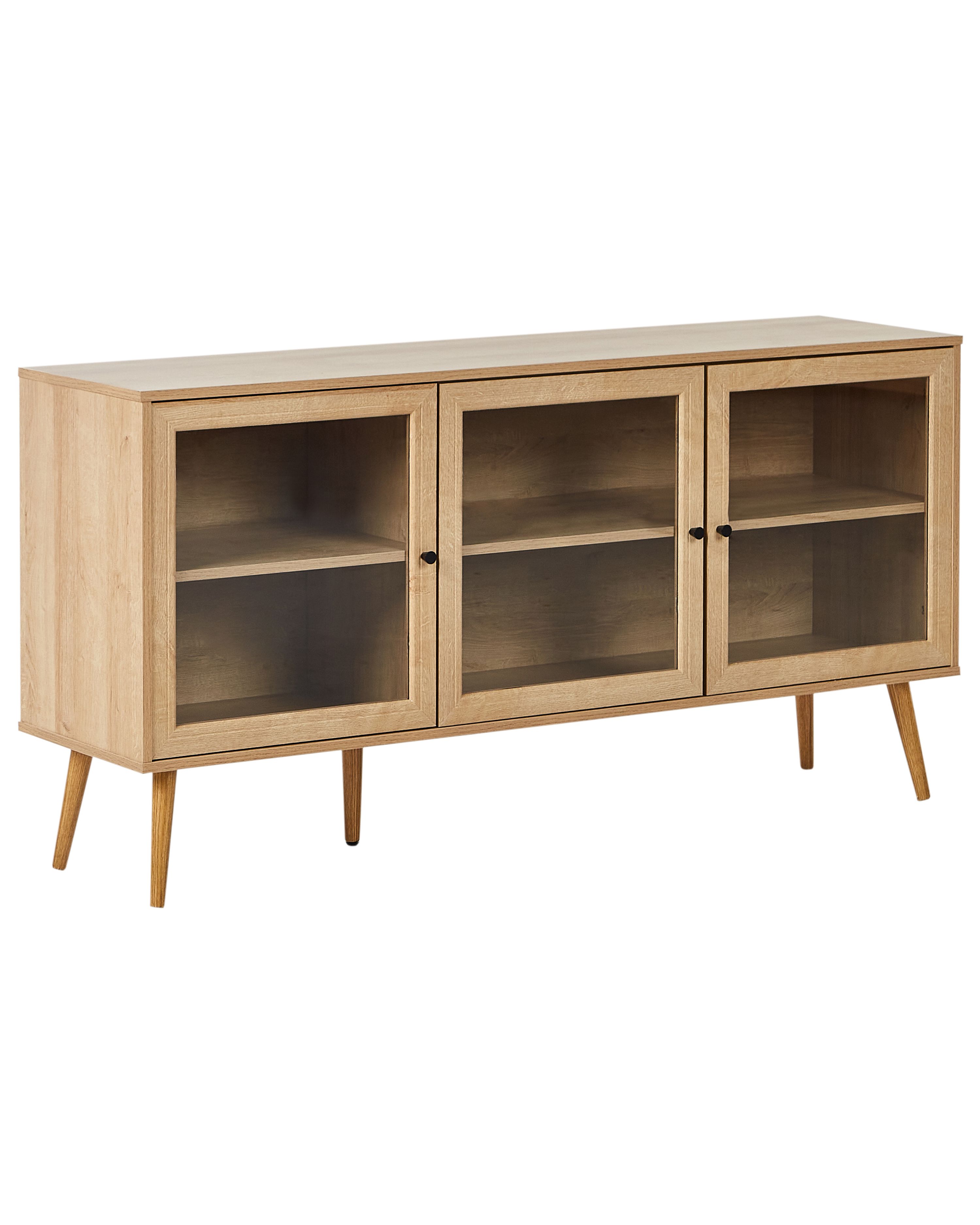 Glass Display Sideboard ALBANY 150 cm Light Brown