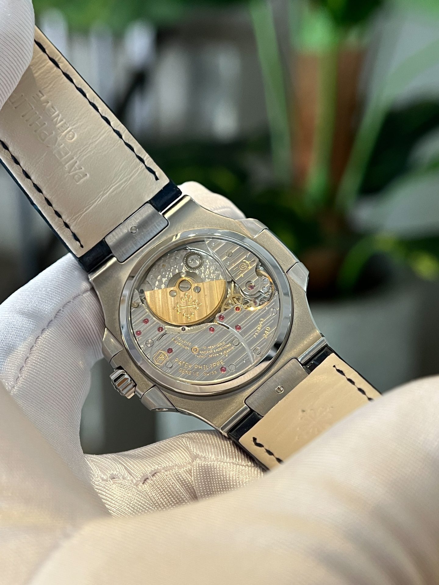 Patek Philippe Replica Watch Nautilus 5724 Custom Moissanite Diamonds Leather Strap 40mm - Top club