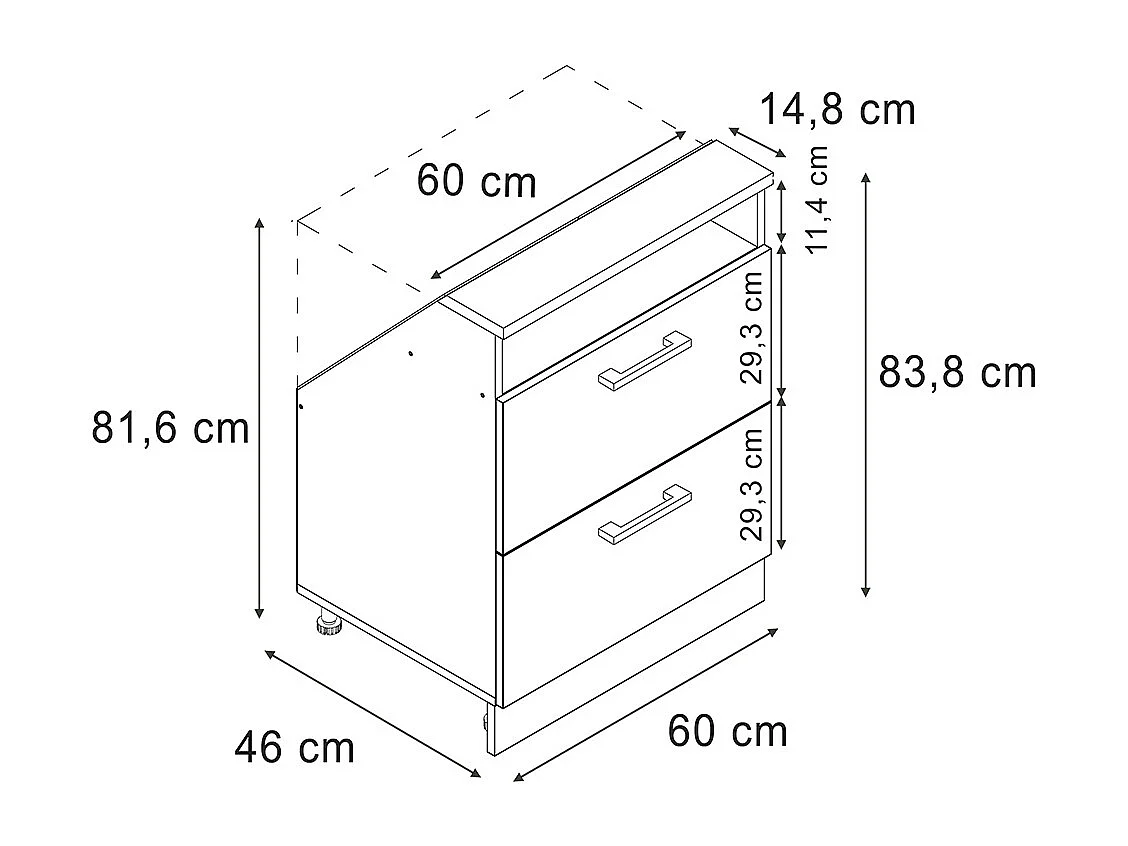 Meuble de rangement sous pente bleu-gris/blanc 60x46x81.6 rion