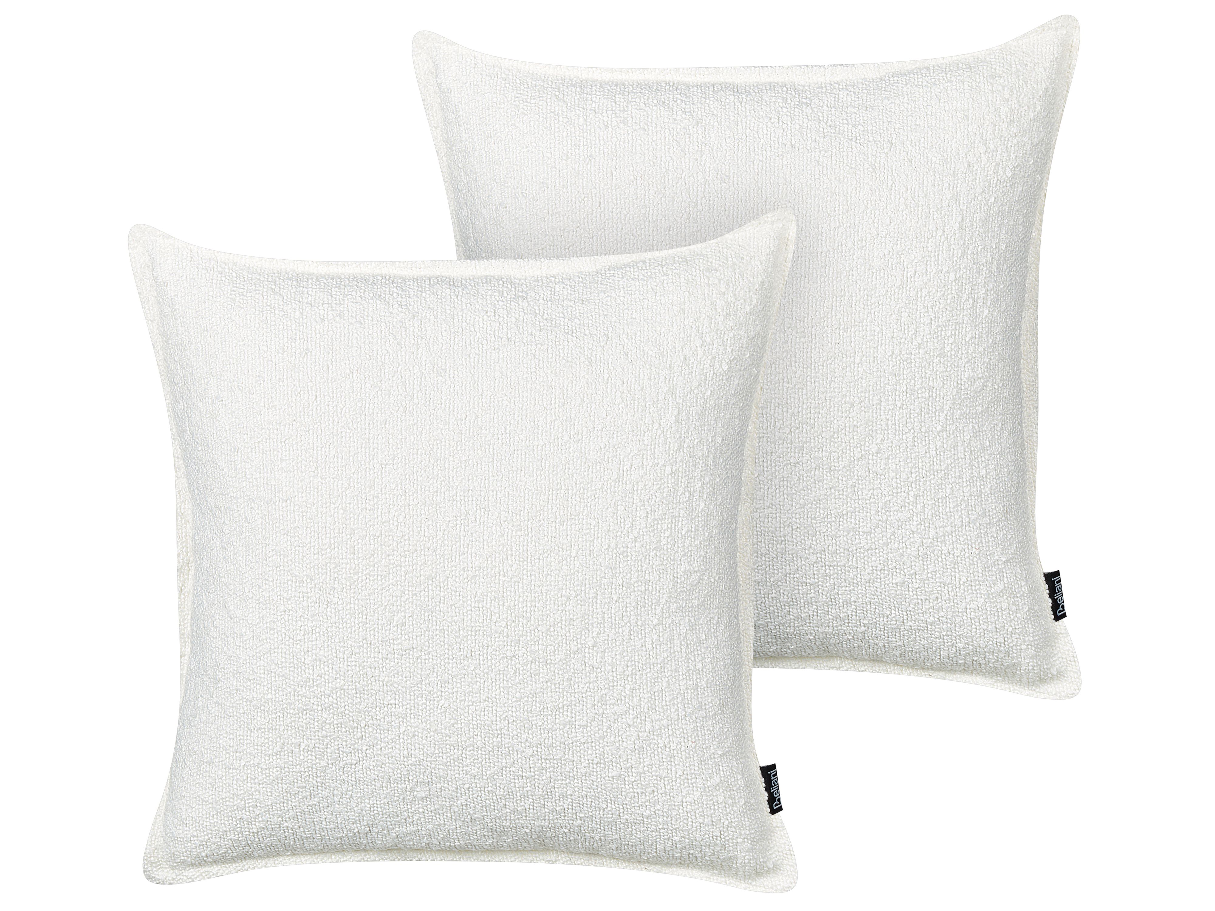 Set of 2 Decorative Cushions SENECIA Boucle 45 x 45 cm Off-White Solid