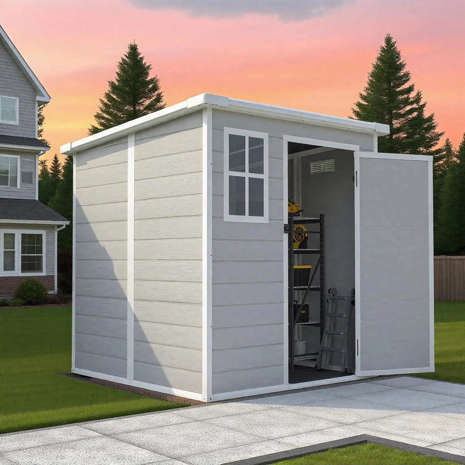 Seizeen Resin Outdoor Storage Shed With Floor, Light Gray, 82 in H - Image 31 Seizeen Resin Outdoor Storage Shed With Floor, Light Gray, 82 in H - Image 31