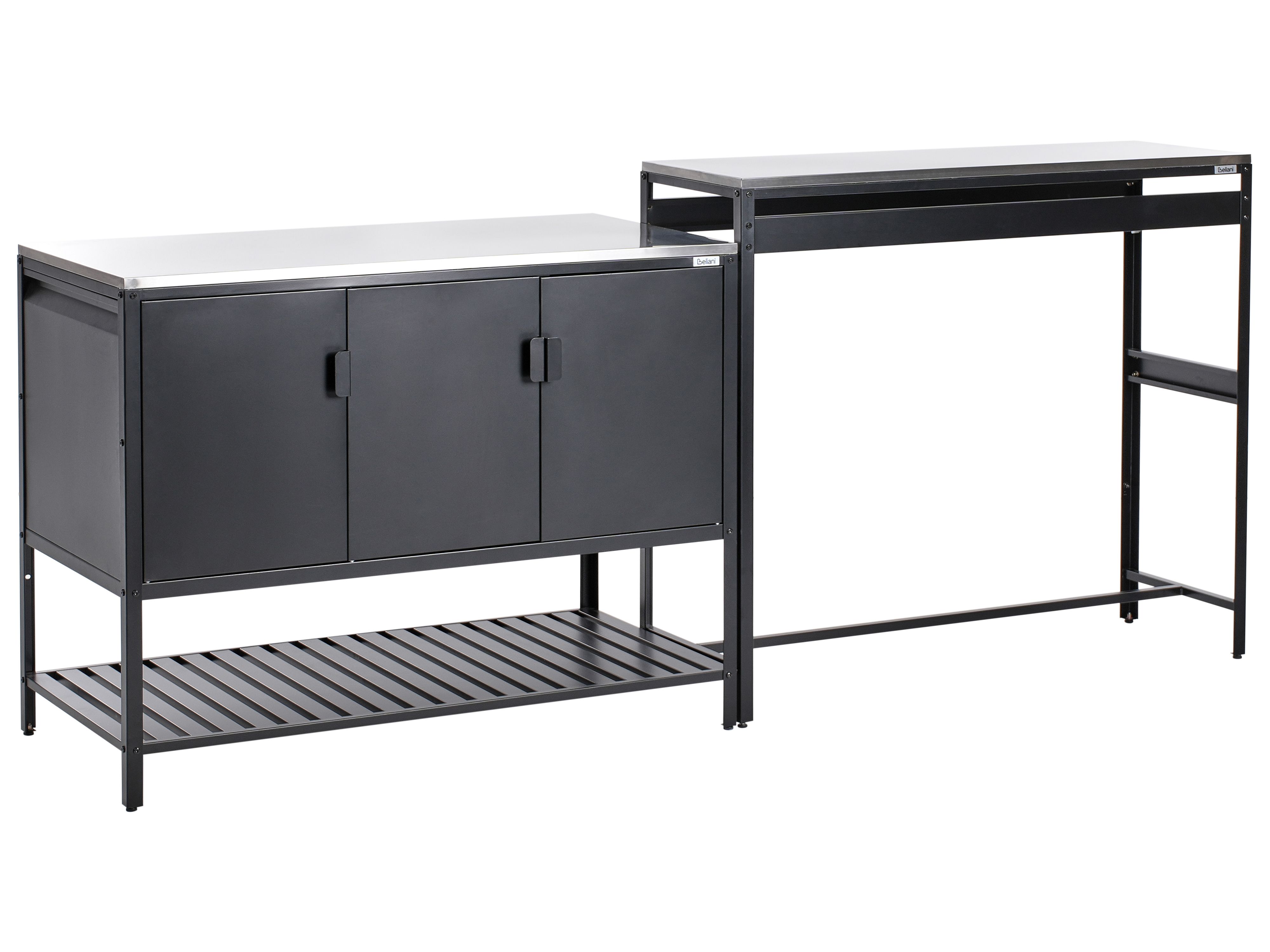 2 Piece Outdoor Kitchen Set with Bar Table MAENZA Metal Black