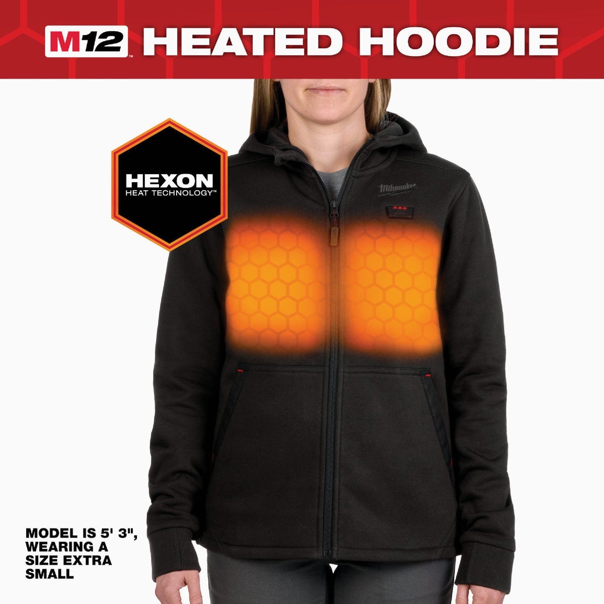 Milwaukee M12 Women's Medium Black Full-Zip Heated Hoodie Kit