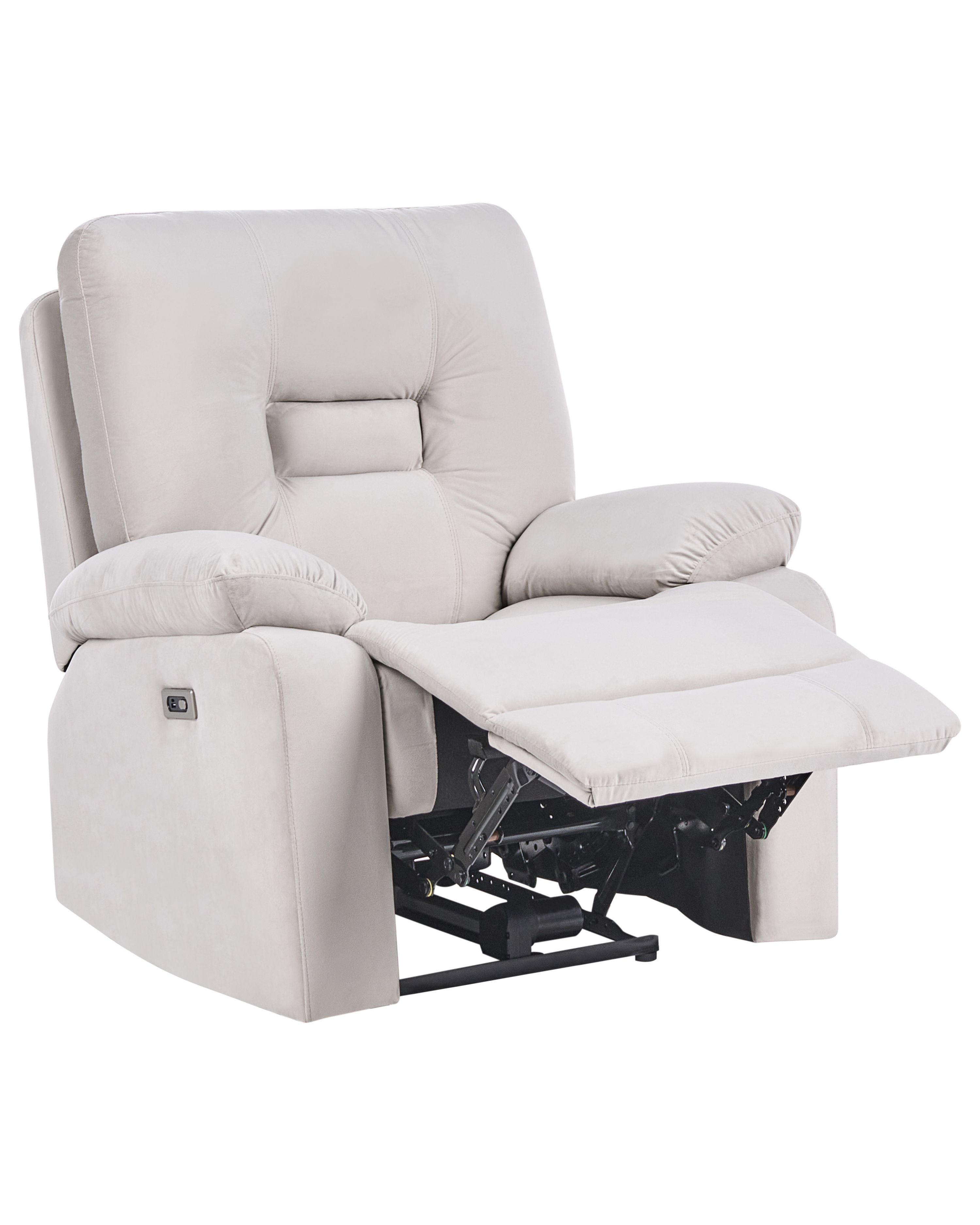 Electric Recliner Chair BERGEN with Footrest LED Velvet Light Beige