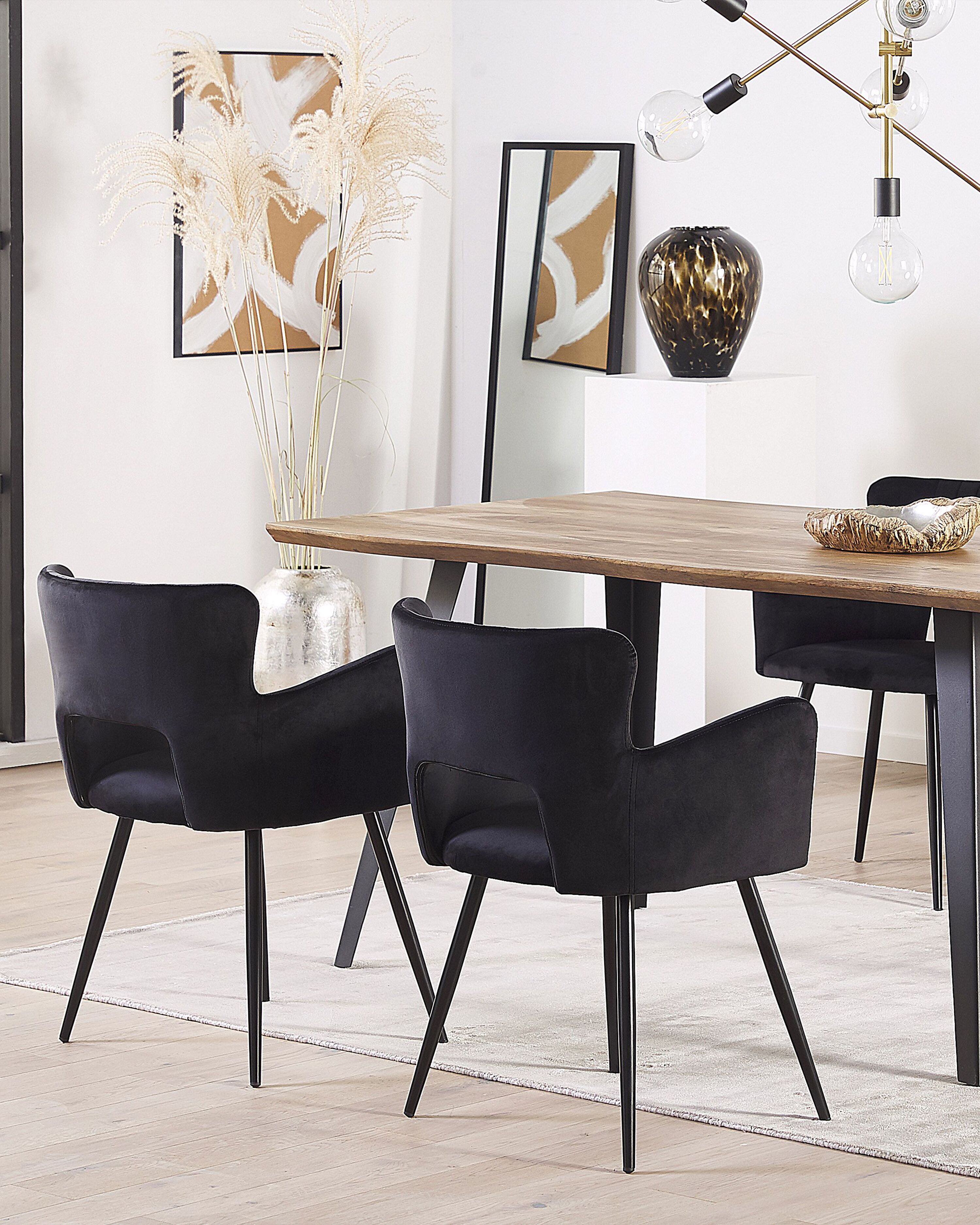 Set of 2 Dining Chairs SANILAC Velvet Black