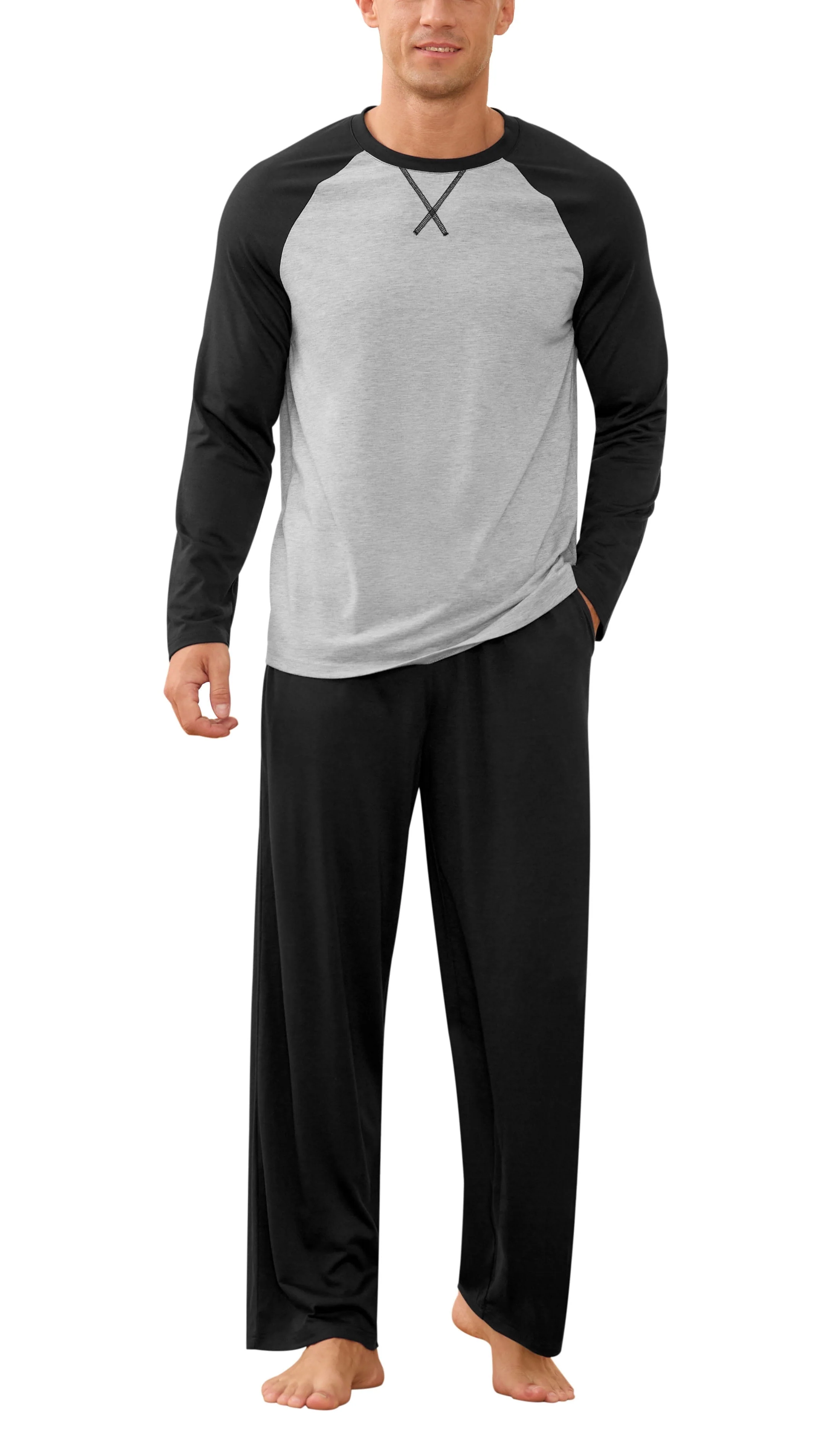 Iceglad Men's Pajamas Set Long Sleeve Sleepwear with Pockets Comfortable Lightweight Pjs Sets for Men - Image 4 Iceglad Men's Pajamas Set Long Sleeve Sleepwear with Pockets Comfortable Lightweight Pjs Sets for Men - Image 4