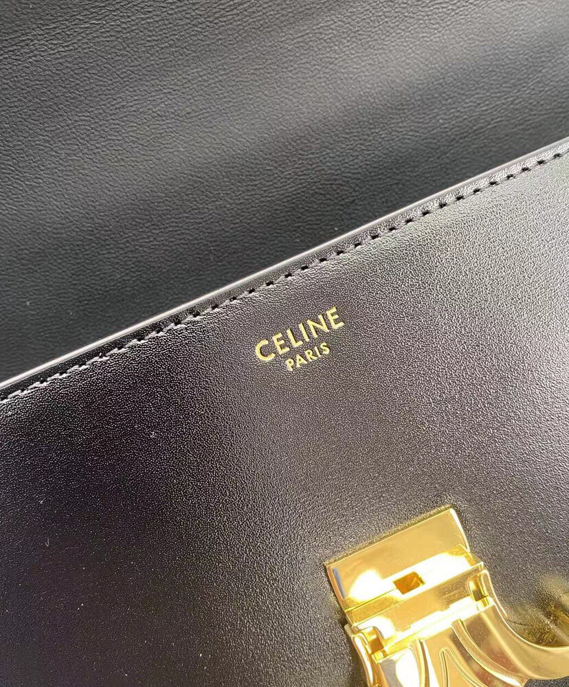 Celine Chain Shoulder Bag Triomphe In Shiny Calfskin Black1:1High-quality replica