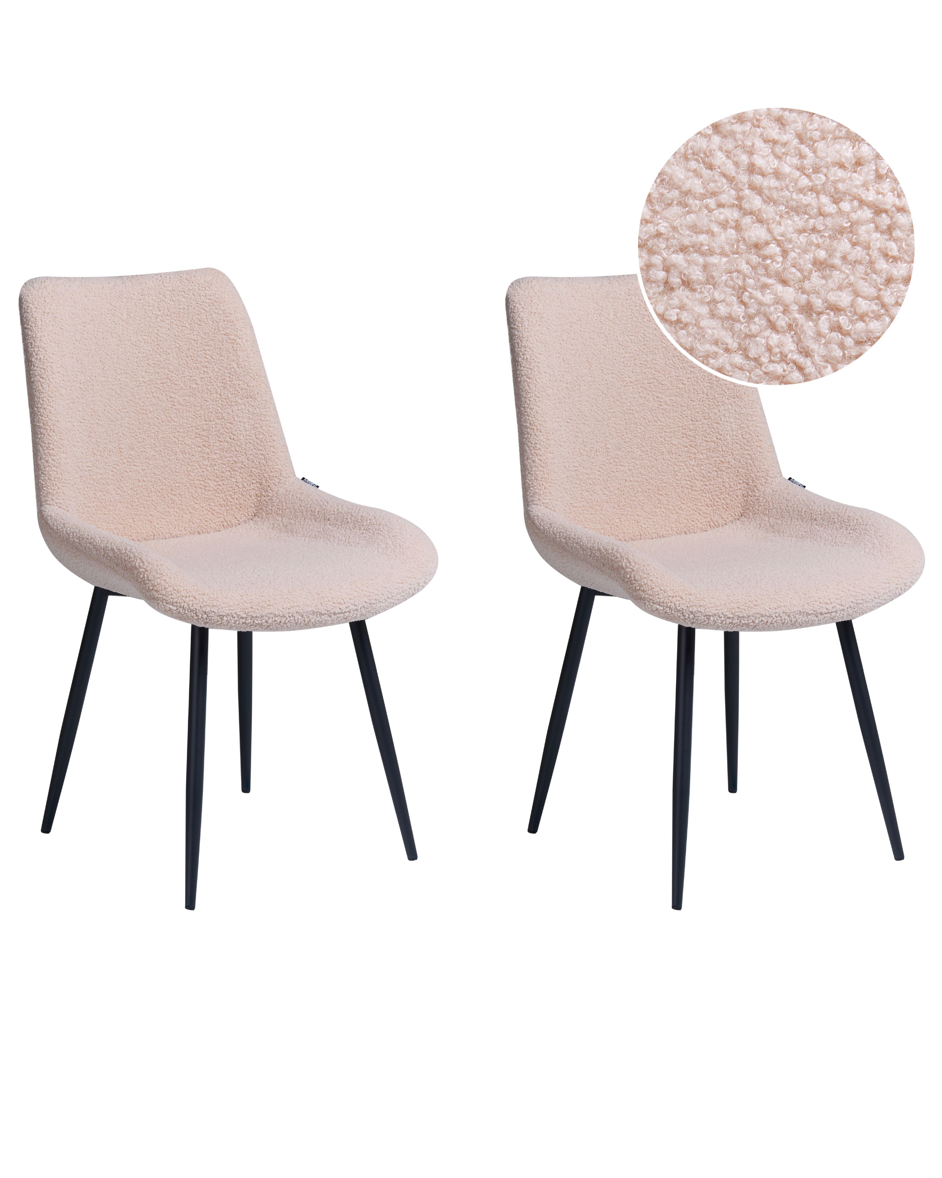 Set of 2 Dining Chairs AVILLA Boucle Beige