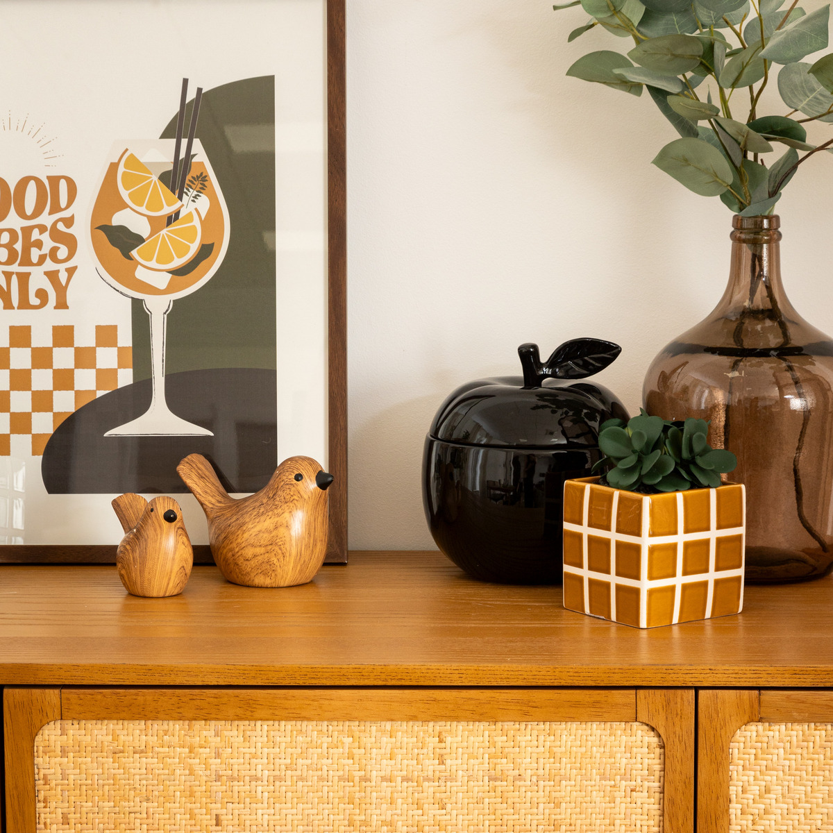 Set of 2 birds "Family corner" Brown, L.14.5/10.5 cm