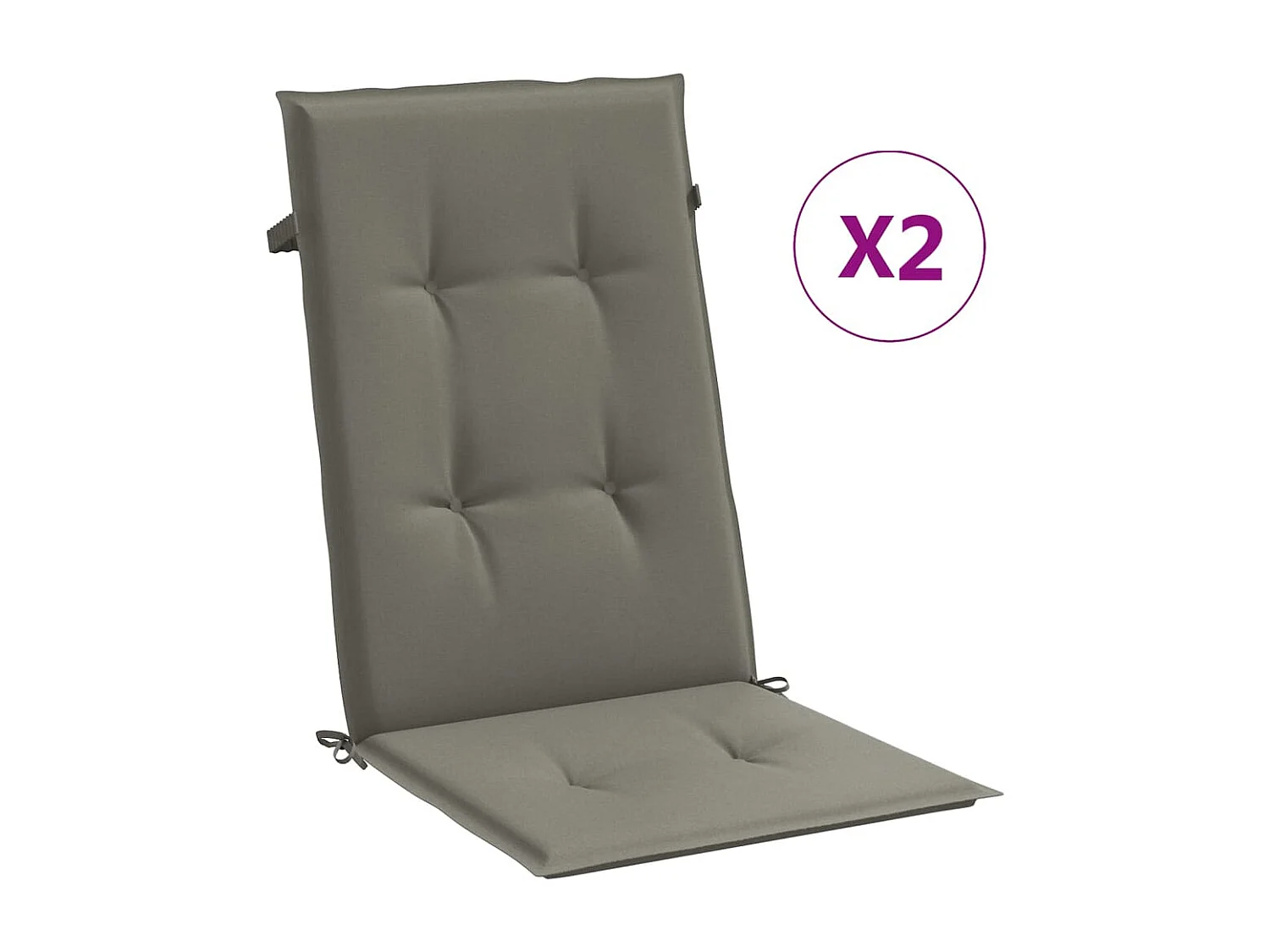 Coussins de chaise à dossier haut lot de 2 gris foncé mélangé