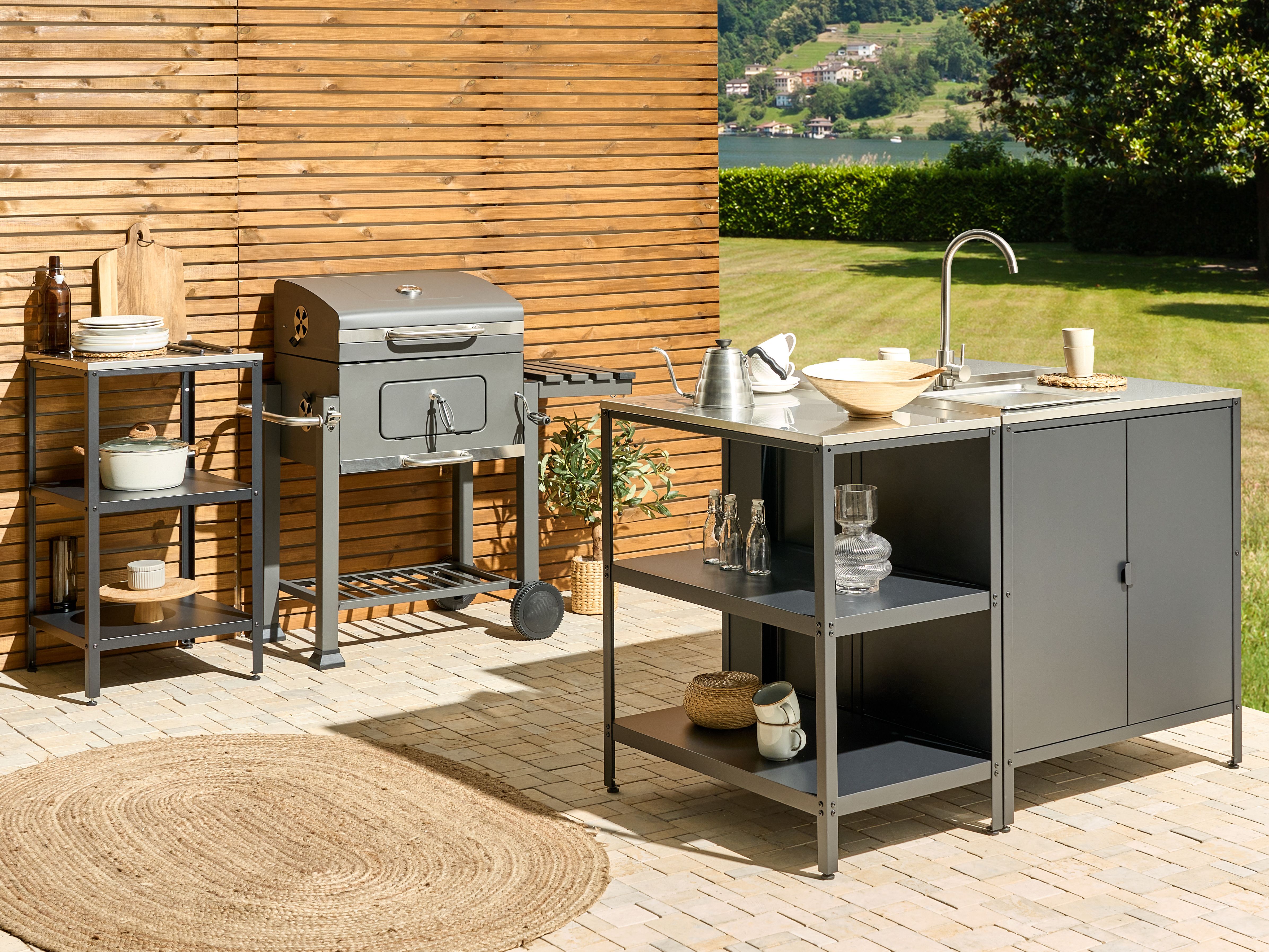Outdoor Kitchen Island VILAMA Metal Black