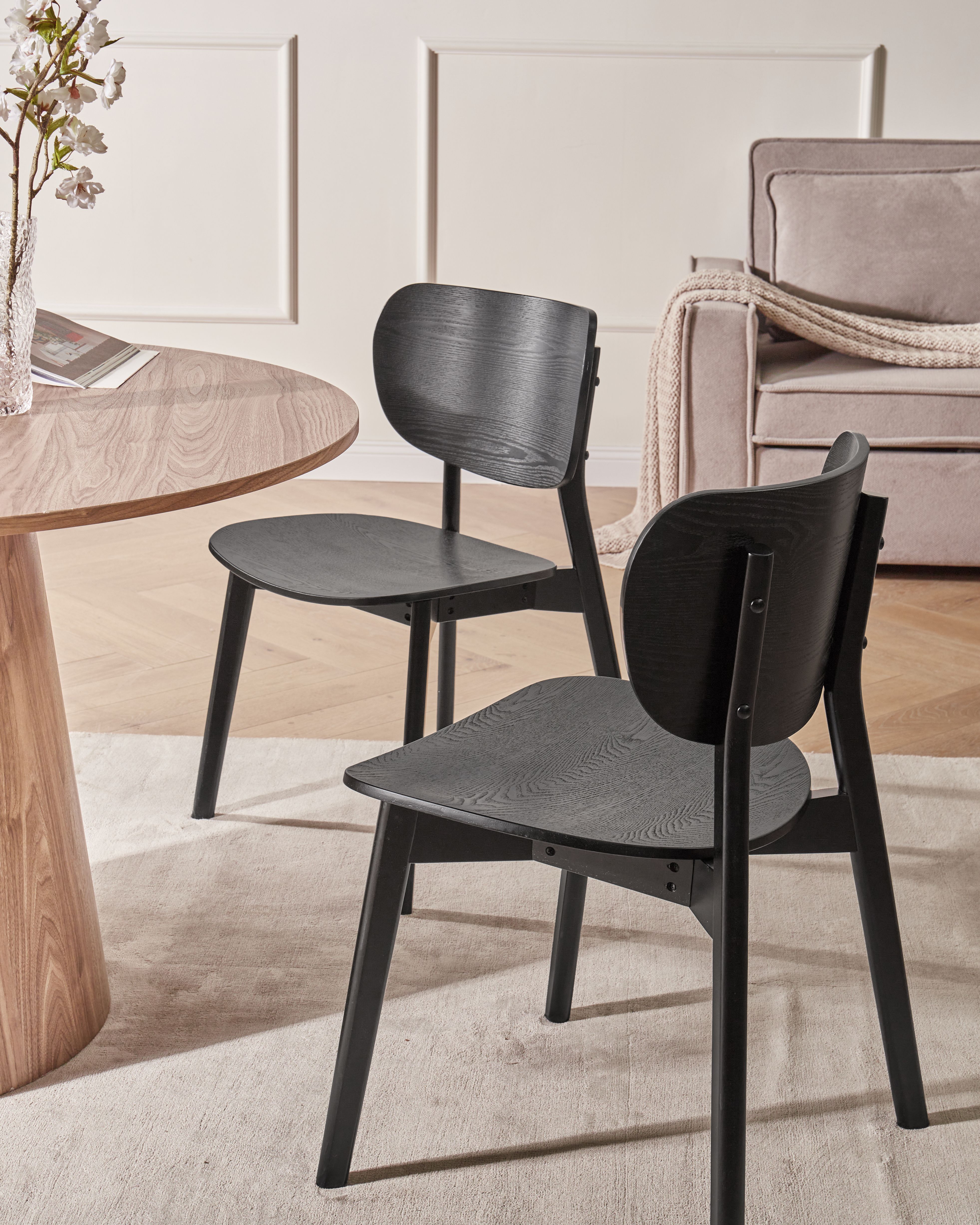 Set of 2 Dining Chairs OVERLY Wood Black