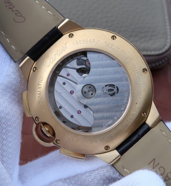 Replica Cartier Ballon Bleu De Cartier Chrono YG Black Dial Diamonds Bezel A8101 - Top club