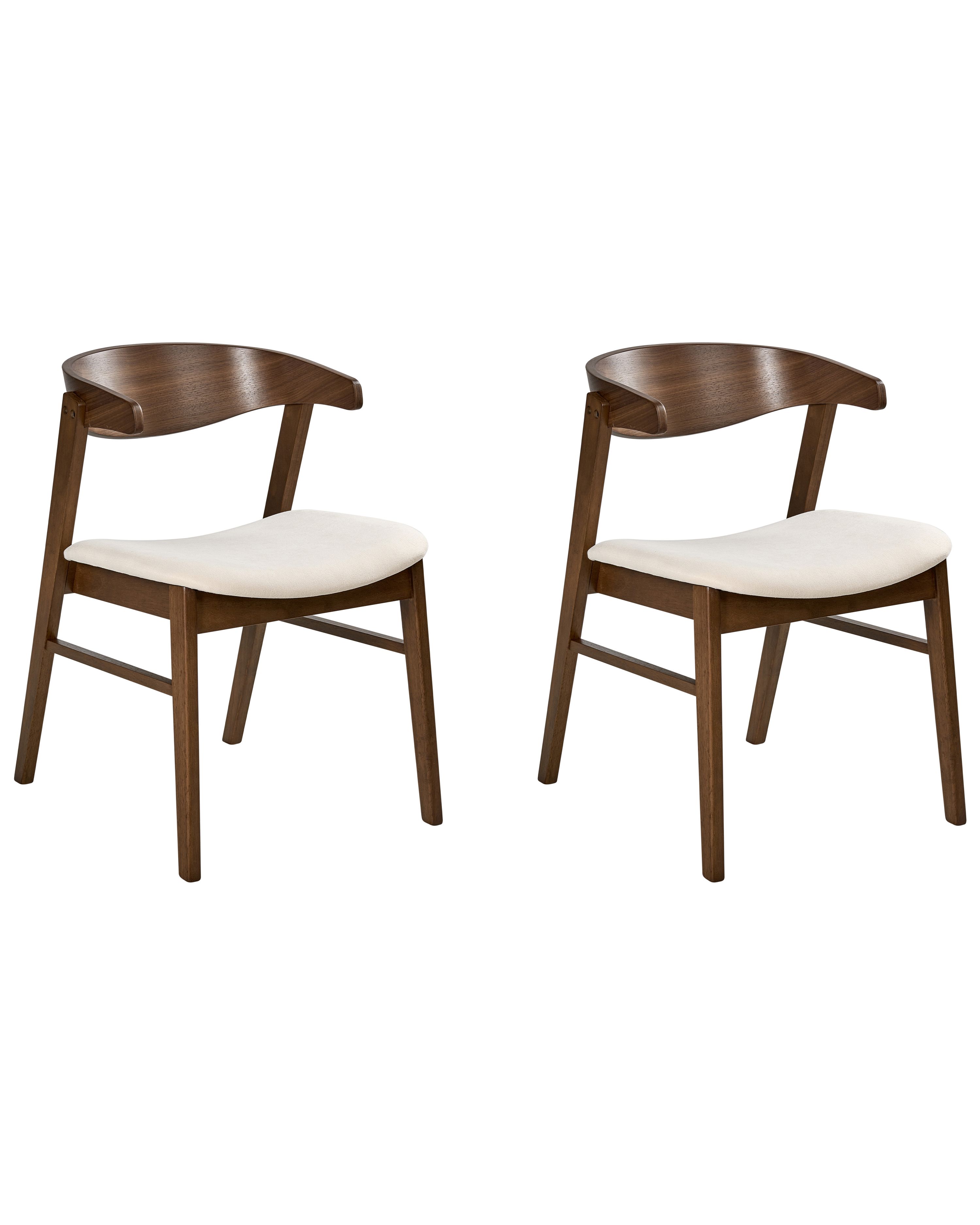 Set of 2 Dining Chairs LILLY Fabric Brown/ Off-White