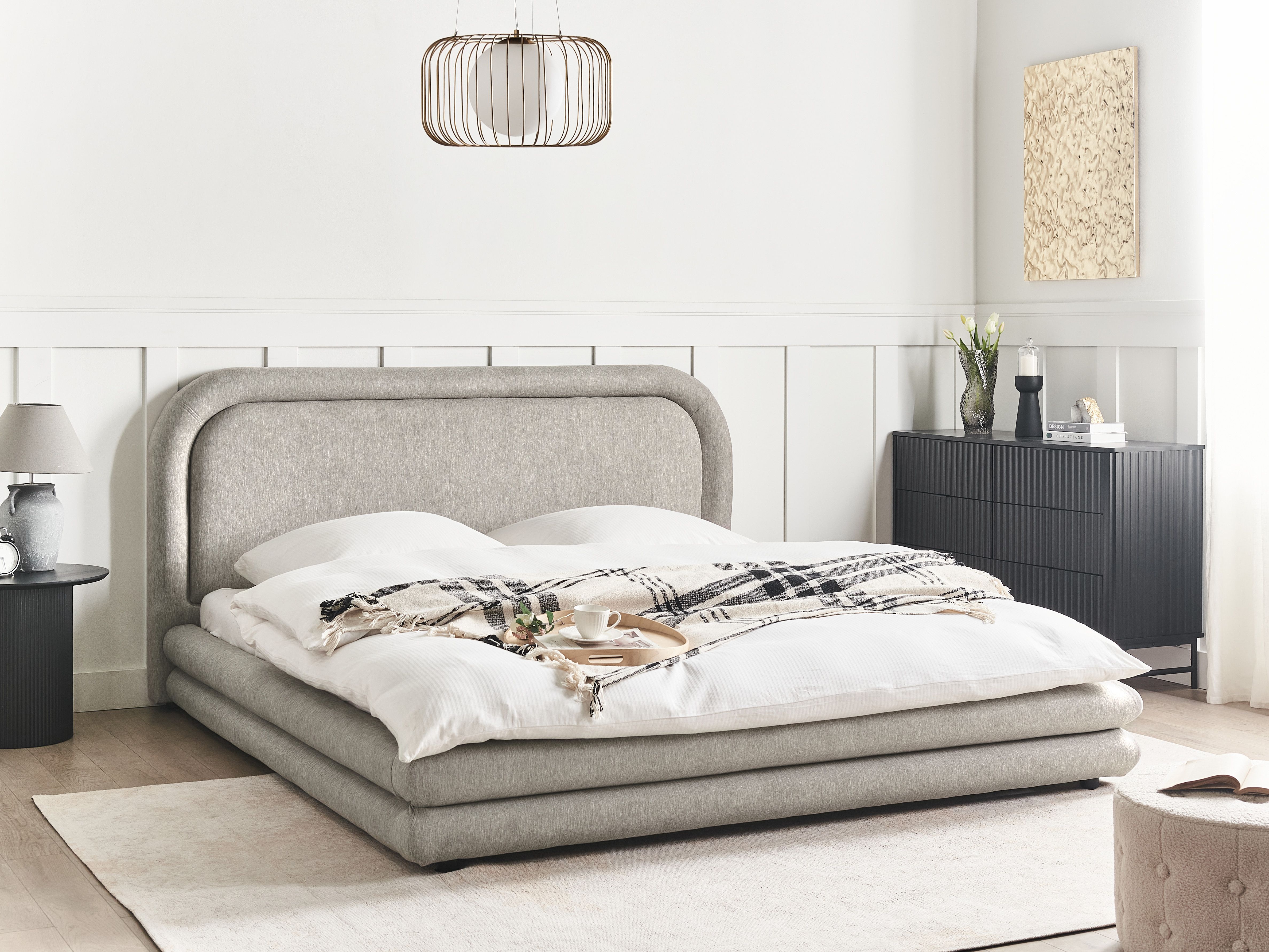 Waterbed Faux Linen LAVARDENS 180 x 200 cm (EU Super King) Taupe