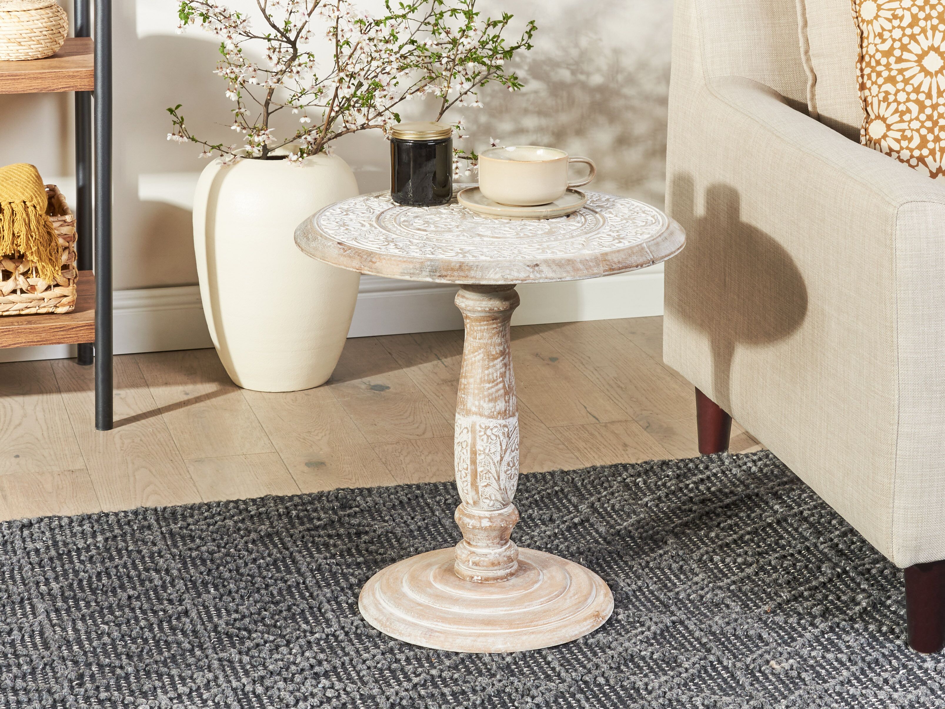 Side Table JAMBIA Mango Wood Off-White