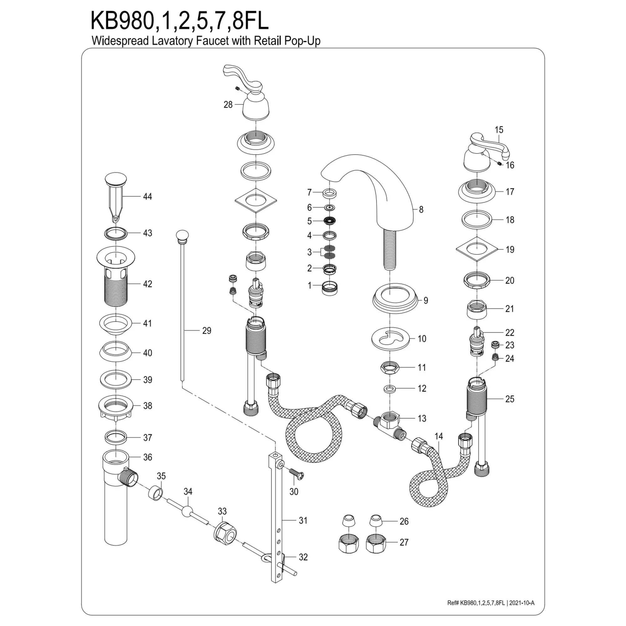 Kingston Brass KB982FL Widespread Bathroom Faucet, Polished Brass - Image 17